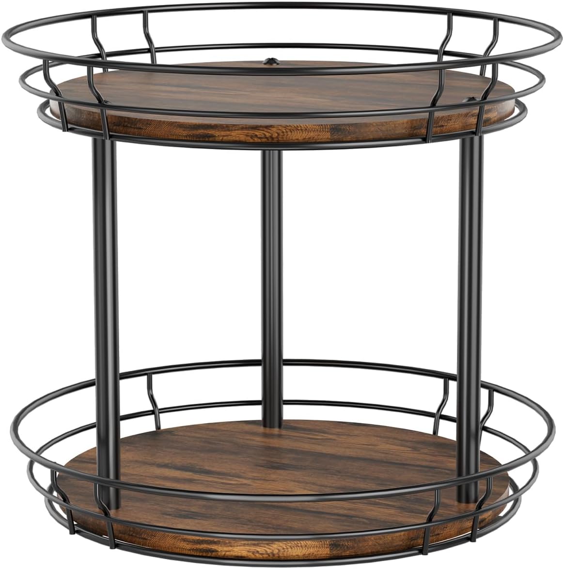LAMU 10” Lazy Susan Turntable Organizer, 2 Tier Round Rotating Spice Rack Organization for Kitchen Cabinet and Countertop, Wooden Lazy Susan for Table Top, Pantry, Bathroom, Vanity, Home Decor