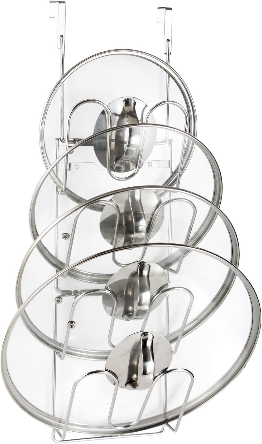 YQh The-Cabinet Pot Lid Organizer,Door Mounted Pot cover rack,Pot Lid Storage,Cabinet-Hanging Type Pot Lid Rack,304 stainless steel Pot cover support in kitchen, cabinet and food cabinet