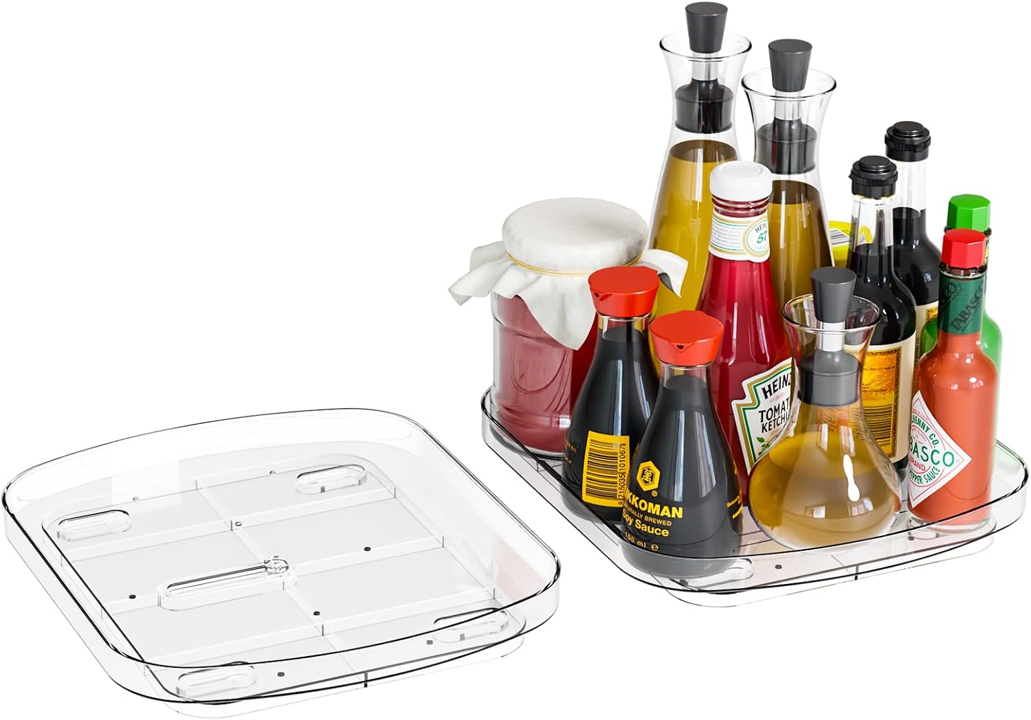 Yieach Clear Refrigerator Lazy Susan Turntable,11.9”x10.2”,Square Fridge Turntable Organizer,Large Rotating Fridge Tray for Kitchen,Countertop,Pantry,Cabinet,Jars and Condiment Organizer,Pack of 1