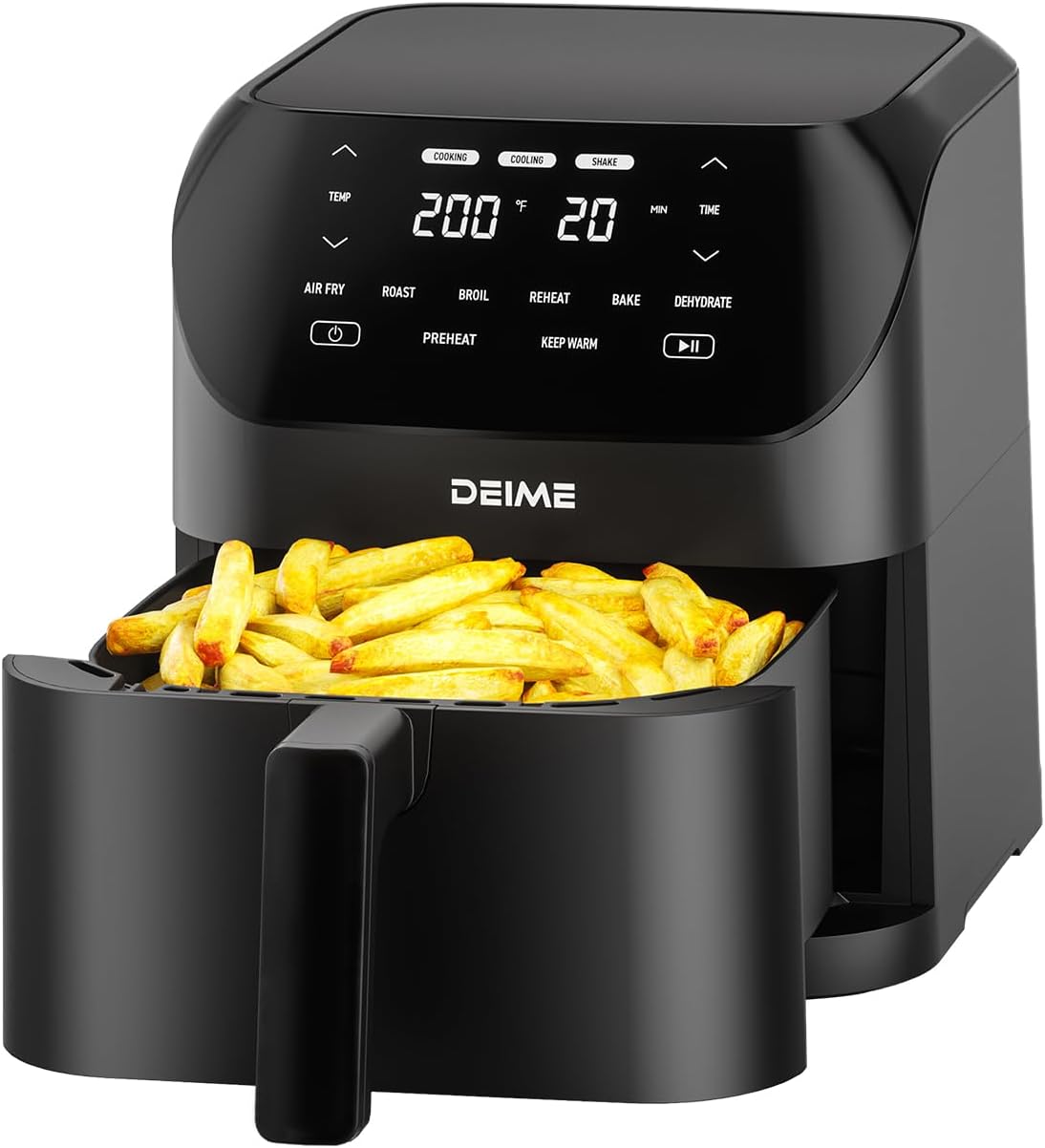 Air Fryer 6.2 QT Large Capacity Oilless Hot Air Fryers Oven 1500W Healthy Cooker with 8 Presets, Digital LCD Touch Screen, Non-Stick Basket, Included Recipe (Black-M)