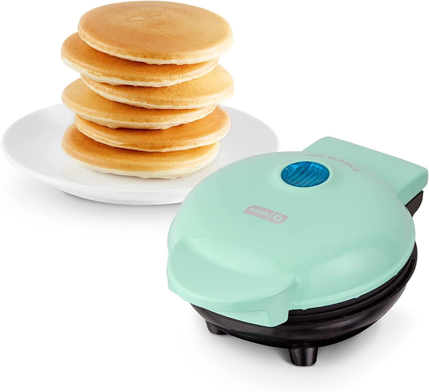 Dash Mini Maker Griddle – Compact Griddle for Creative Homemade Treats – Nonstick Surface, Quick Heat-Up System & Space-Saving Design – Aqua