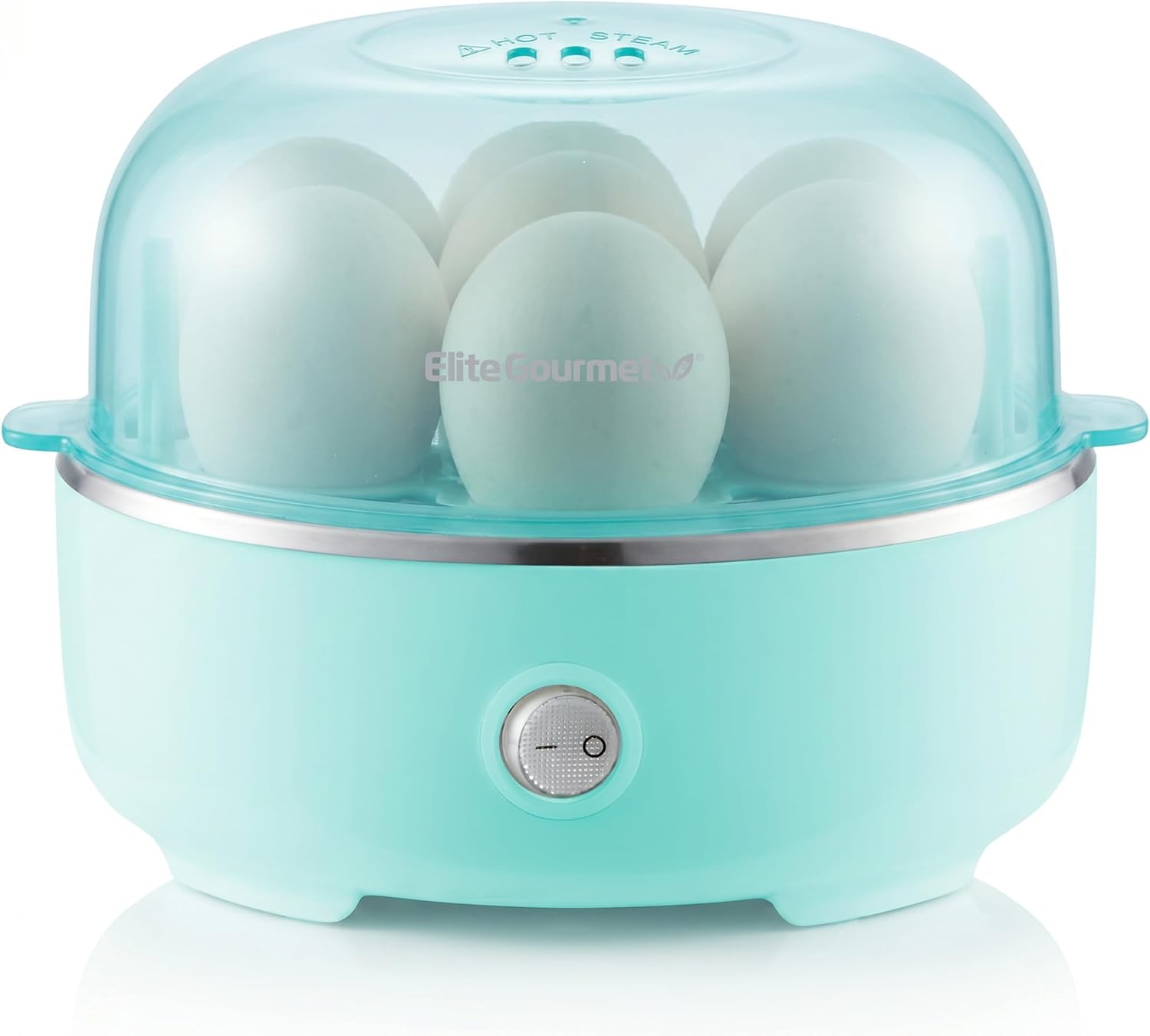 Elite Gourmet EGC115M Easy Egg Cooker Electric 7-Egg Capacity, Soft, Medium, Hard-Boiled Egg Cooker with Auto Shut-Off, Measuring Cup Included, BPA Free, Retro Mint