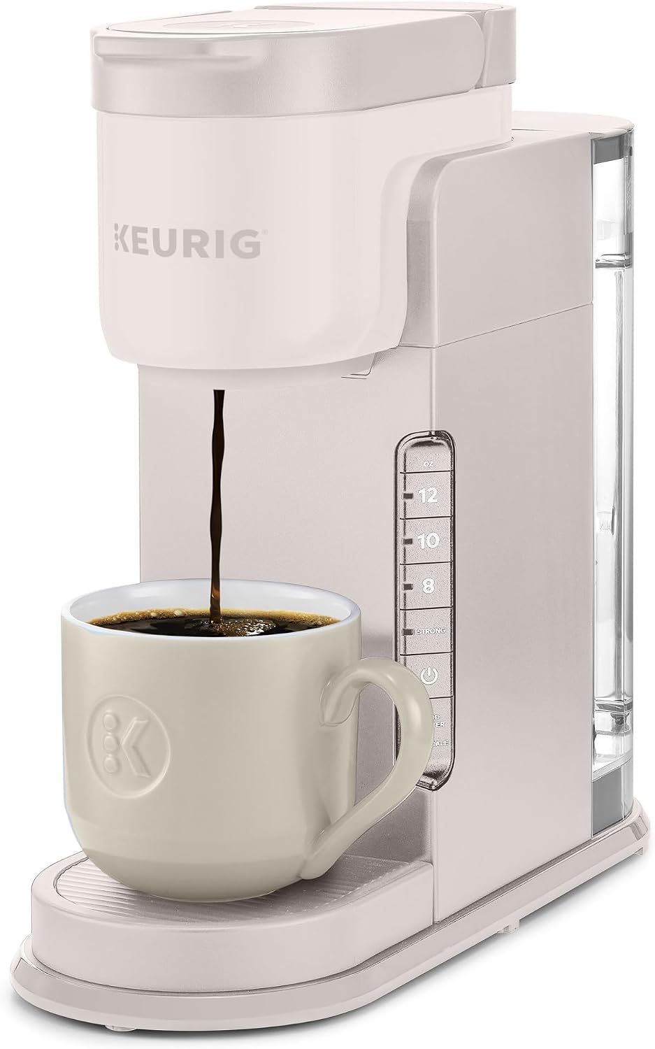 Keurig K-Express Single Serve K-Cup Pod Coffee Maker, 3 Brew Sizes, Strong Button Feature, 42oz Removable Reservoir, Warm Stone