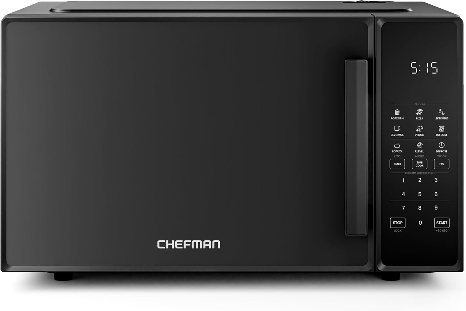 Chefman Countertop Microwave Oven 1.1 Cu. Ft., 1000 Watts with 10 Power Levels, 6 Cooking Presets with One-Touch Express Cook, Eco Mode, Child Safety Lock, & Mute Button – Black