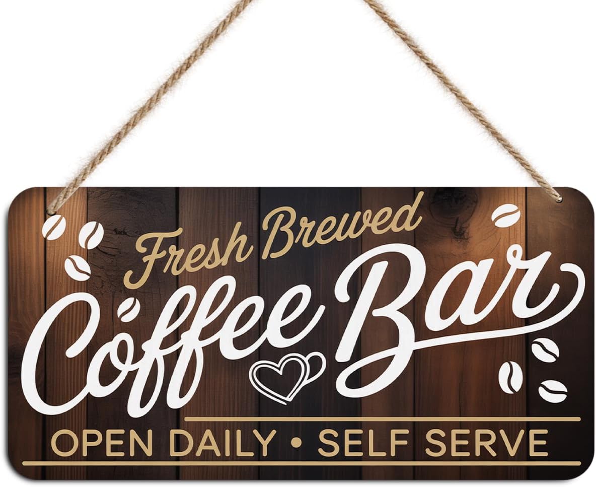 Coffee Bar Wooden Wall Sign Decor, Coffee Gifts for Women Coworkers Friends | Vintage Coffee Hanging Wall Sign Plaques for Cafe Station Accessories, Rustic Farmhouse Cafe Porch Entryway Decoration, 12×6