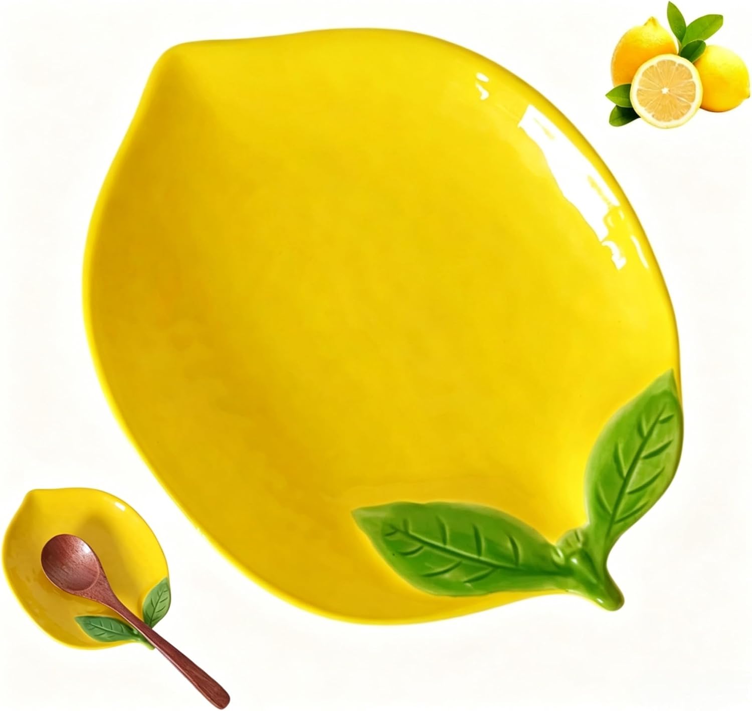 Ceramic Spoon Rest for Stove Top & Kitchen Counter Spoon Holder for Stove & Cooking Spoon Holder for Ladle Cute Coffee Spoon Rest Utensil Rest Spatula Rest, Lemon Kitchen Decor & Accessories (Yellow)
