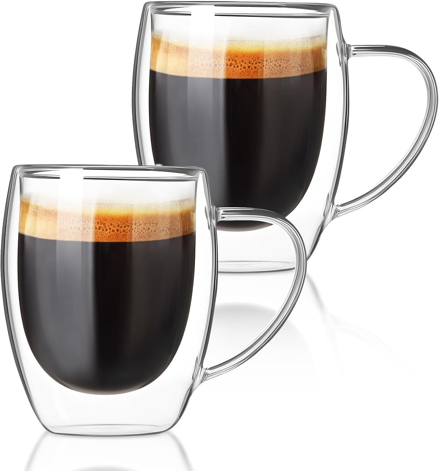 FrutPunch Double walled glass coffee mugs, Glass Coffee Mugs Set Of 2, Glass Coffee Cups with Handles, 12OZ, Suitable for Cappuccino, Latte, Espresso, Hot Drinks, Cold Drinks (2, 12, Fluid Ounces)