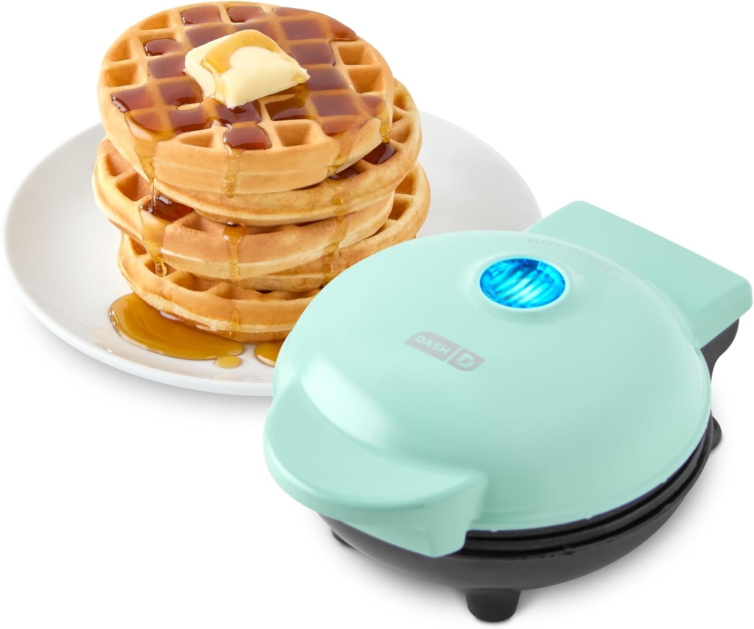 Dash Mini Waffle Maker- Compact Electric Iron for Creative Homemade Treats – Nonstick Surface – Easy-to-Clean – Perfect for Kids & Families – Aqua