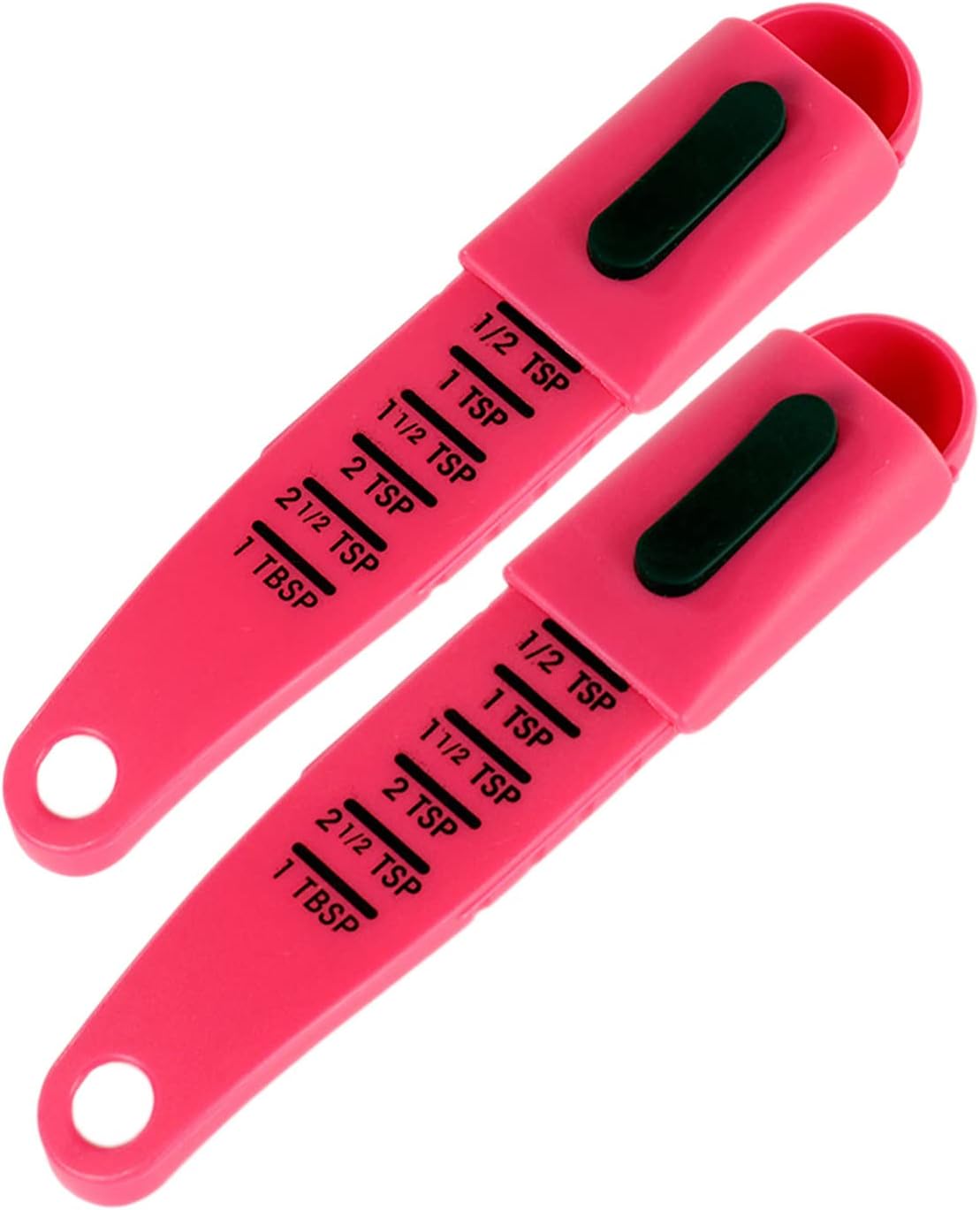 2 PCS Adjustable Measuring Spoon Set,Adjustable from 1/2 Teaspoon to 1， Measuring Dry/Liquid Ingredients,Metering Spoon for Baking,Cooking,Powder (RED)