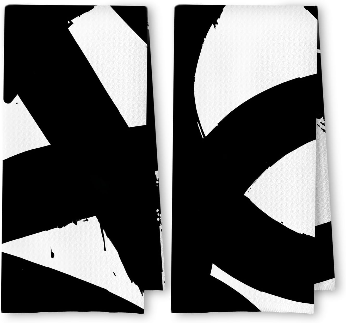 Abstract Black and White Kitchen Towels Set of 2, Modern Black and White Dish Tea Towels for Kitchen, Abstract Decor Hand Towels, Modern Bathroom Decor, 16×24 Inches