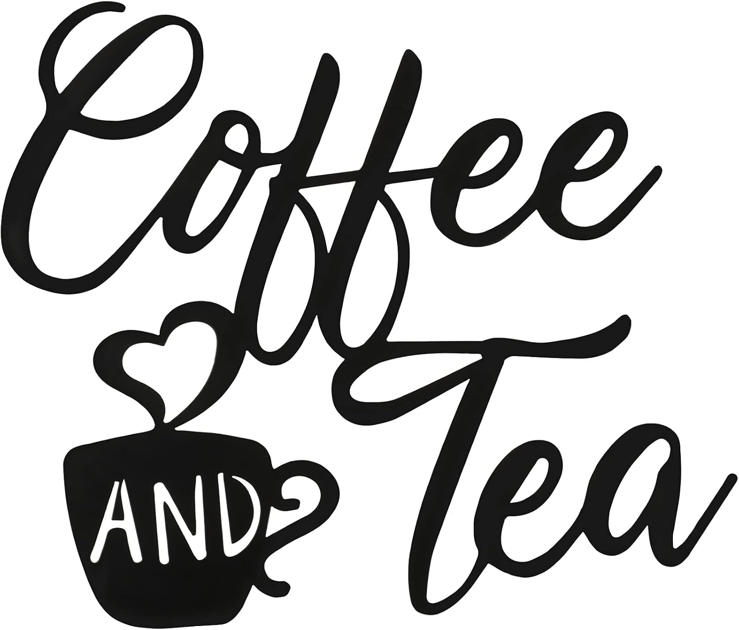 Ferraycle Coffee Bar Decor, 12 x 10.2 Inch Sign for Wall Metal Rustic Hanging Wall Art Vintage Black Cup Letter Sign for Cafe Home Office Kitchen(Coffee and Tea)