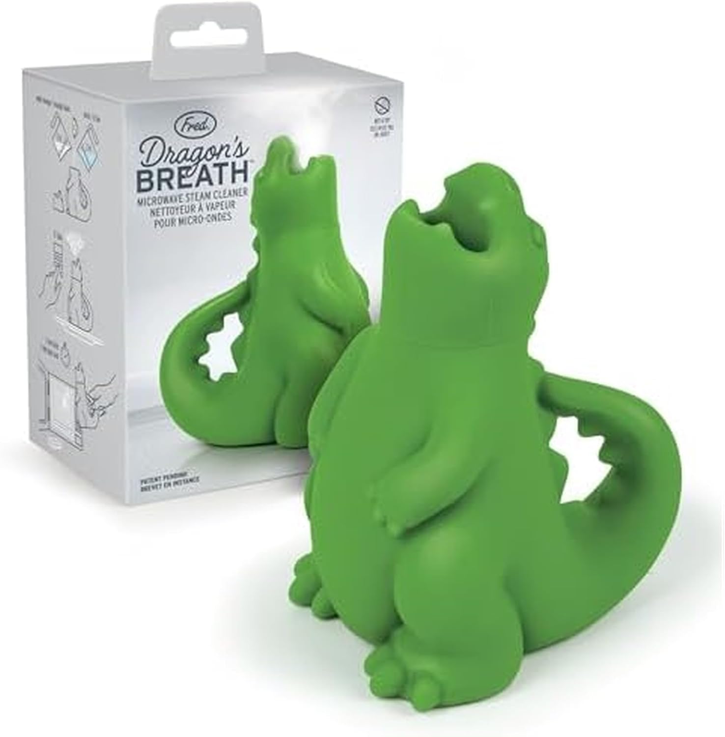 Genuine Fred DRAGON’S BREATH Microwave Steam Cleaner, BPA-Free Silicone Dragon Design, Easy to Use, Reduces Cleaning Time, Dishwasher Safe, Fun and Effective Kitchen Gadget