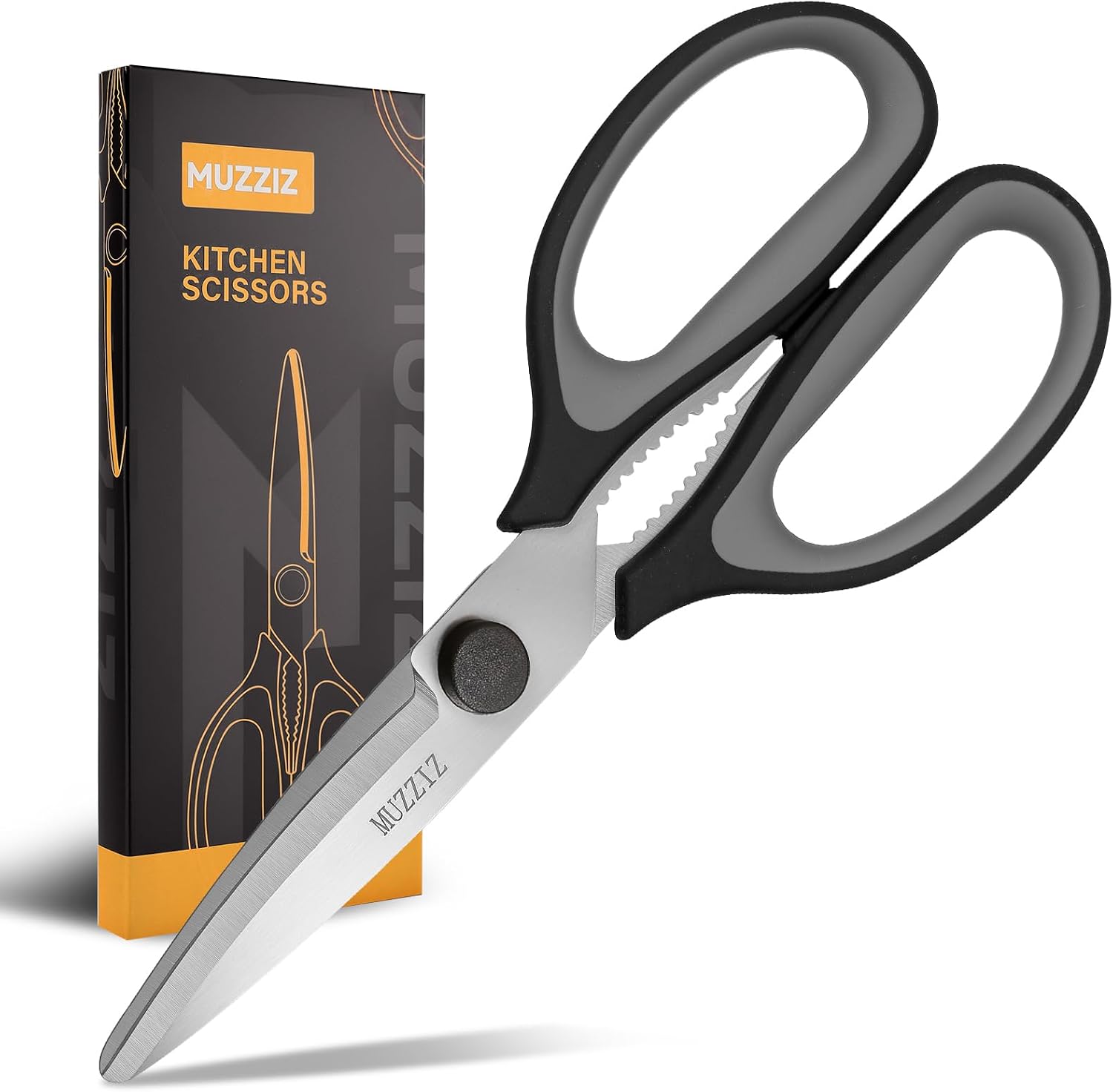 Kitchen Scissors All Purpose, Heavy Duty Stainless Steel Come Apart Kitchen Shears for Food, Herbs, Meat, Fish with Soft Comfort Grip Handle – 8.3-Inch Black