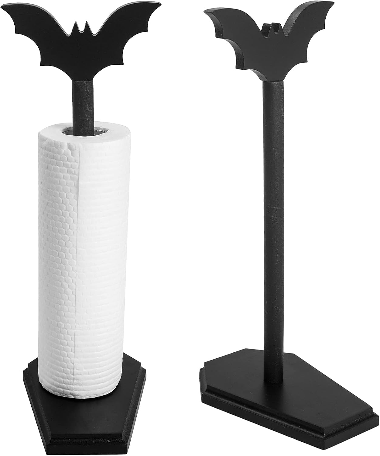 Bat Paper Towel Holder – Halloween Decor for Kitchen and Bathroom – Gothic Home Decor for Oddities and Curiosities – Goth Accessories for Countertop Stand – Witchy Gifts for Women