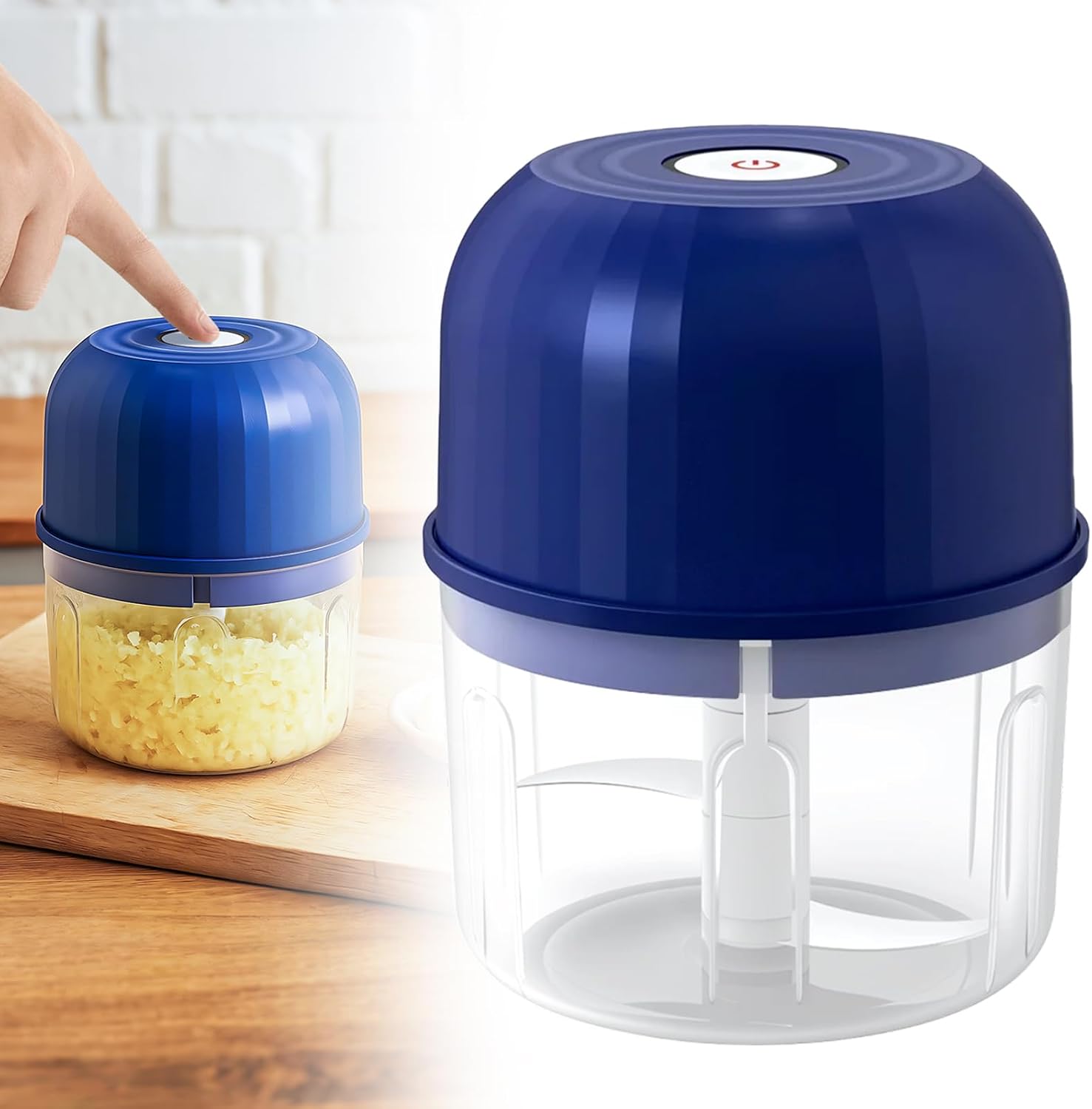 Electric Garlitc chopper, 2026 Upgraded Mini Portable Vegetable chopper, 260ML Garlic Grinder Masher Onion Chopper for Salad Meat, Wireless Food Processor for Ginger, Chili, Fruit (Blue)