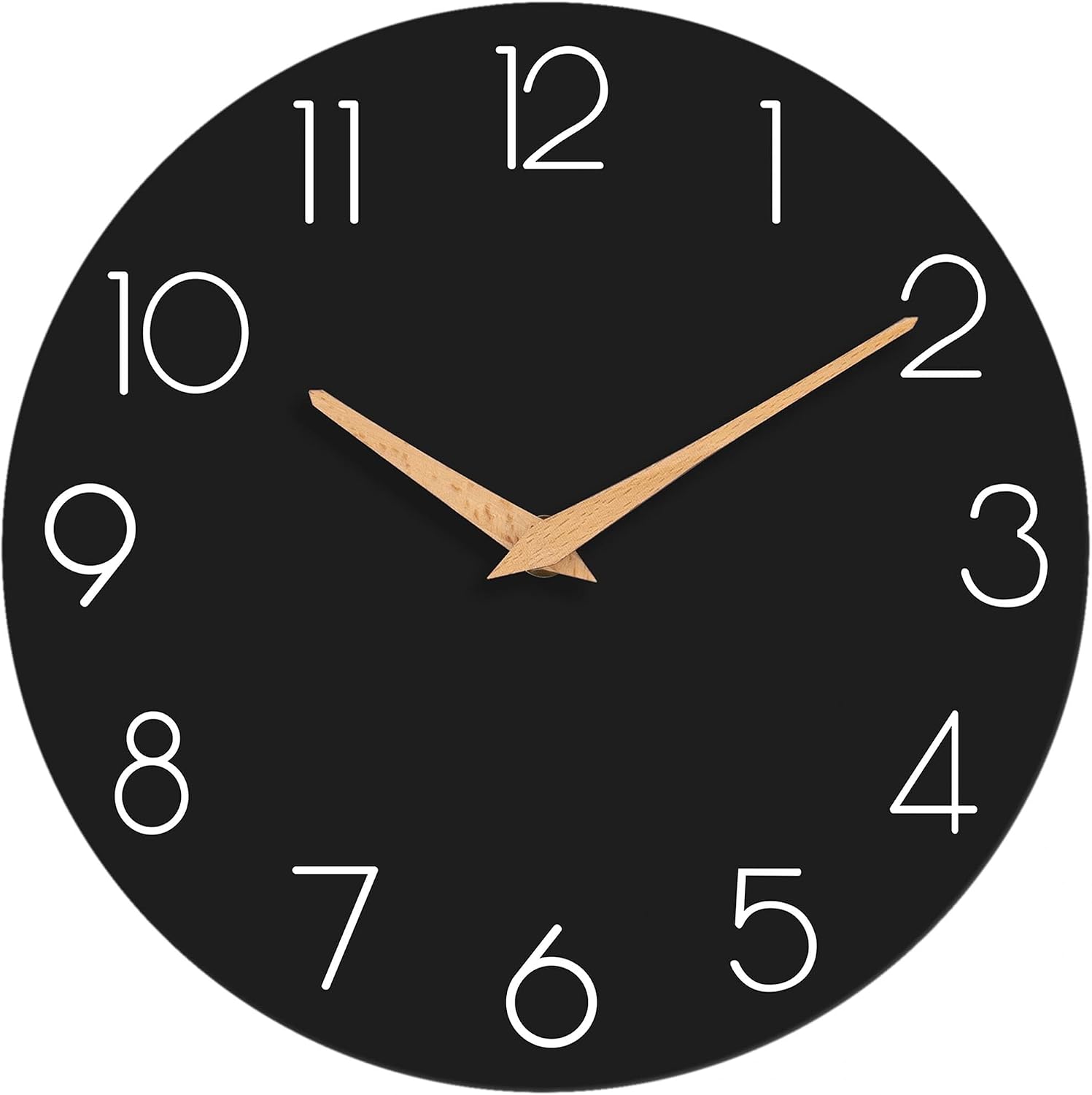 cicininc Wall Clock, Black Silent Non-Ticking, Decorative Battery Operated Wall Clocks for Bedroom, Kitchen, Home, Office, School, Hotel (8 Inch)