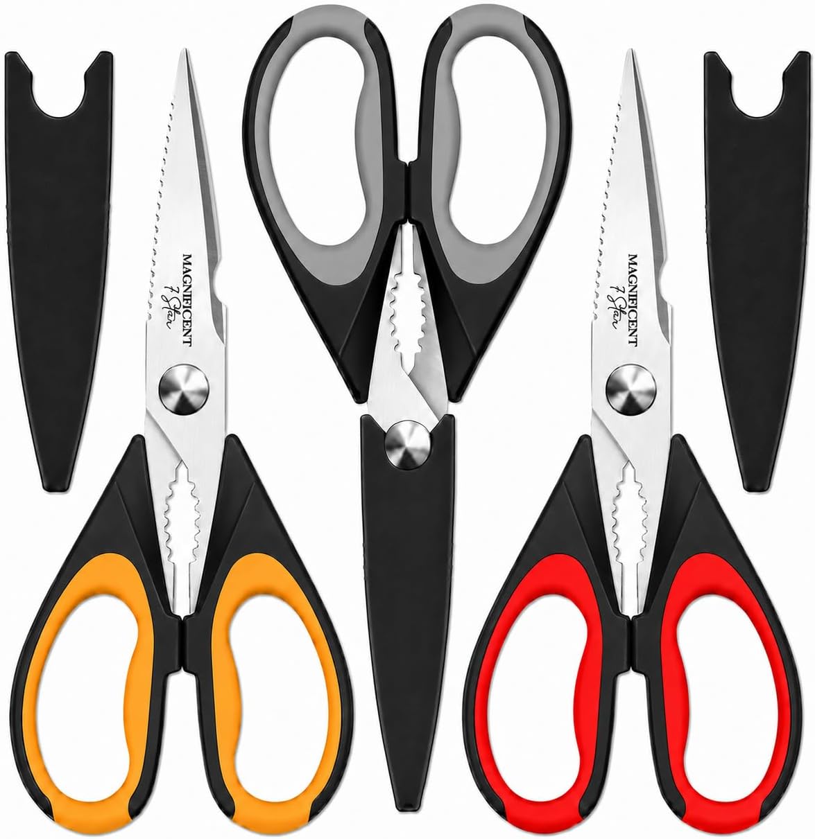 Magnificent Kitchen Scissors Heavy Duty – Multi-Purpose Kitchen Shears for Meat, Poultry, Food – Stainless Steel Cooking Scissors – Dishwasher Safe Culinary Shears