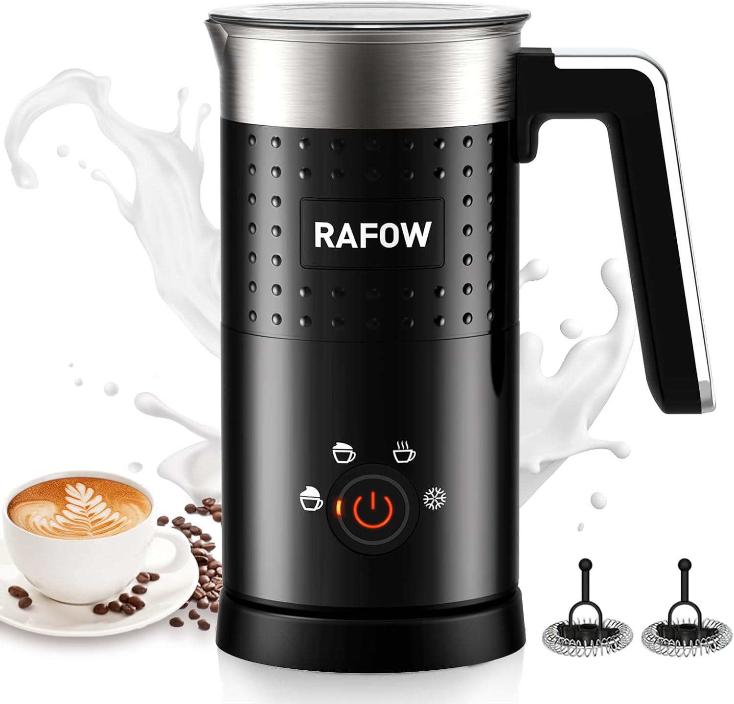 4 in 1 Electric Milk Frother: 10oz/350 mL Large Capacity Electric Milk Steamer for Hot and Cold Milk Froth – Automatic Milk Frother & Warmer for Latte, Cappuccinos, Macchiato, Hot Chocolate