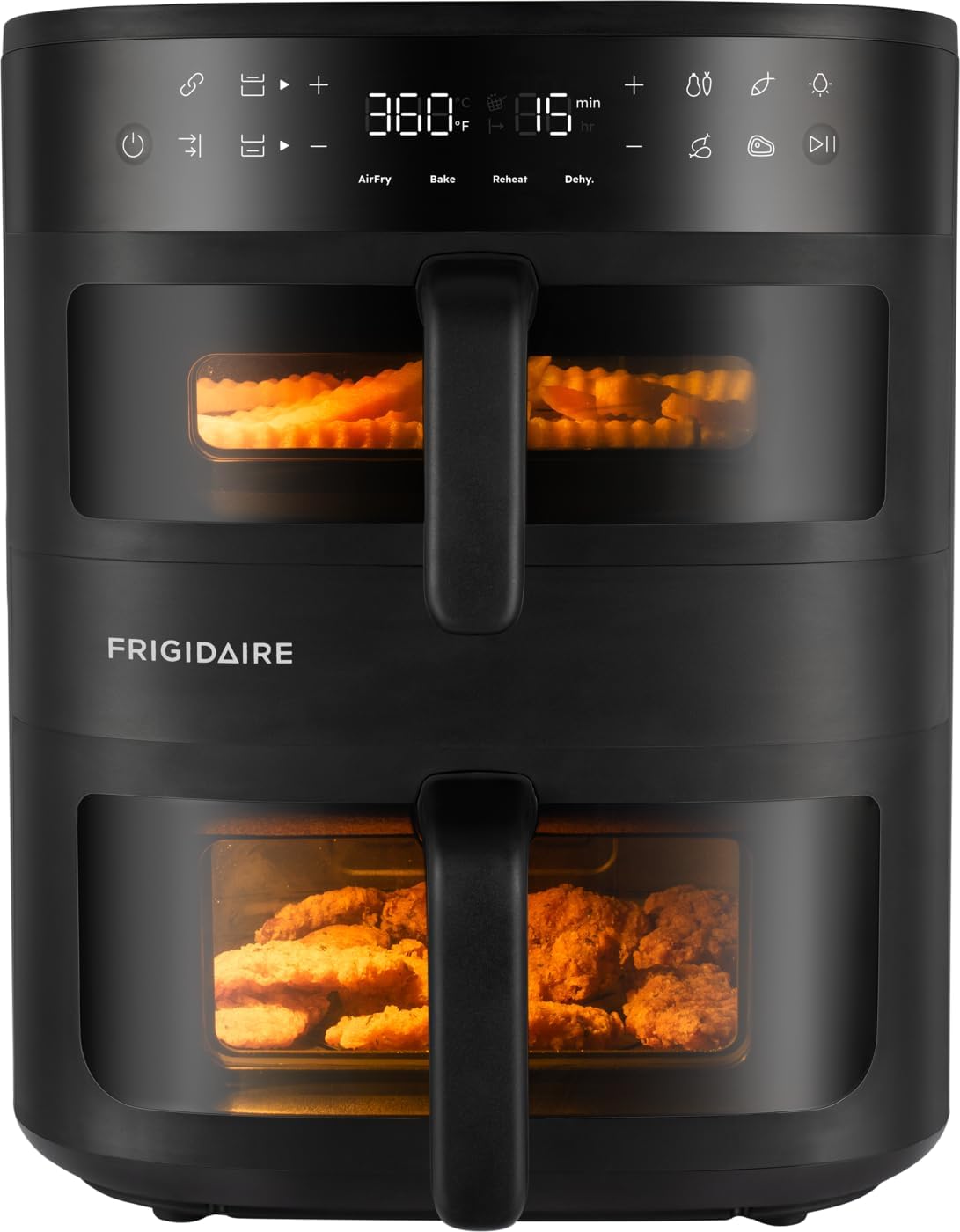 DualZone 4-in-1 Stacked Air Fryer – 11.6qt Capacity, with Sync Cook and Sync Finish – 4 Pre-Programmed Air Fry Settings, Black
