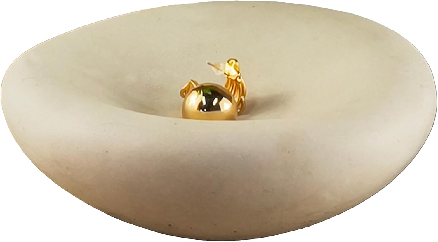 6.3 Inch Cloud Bowl, Decorative Concrete Bowl for Home Decor, Key Tray for Entryway Table, Concretes Jewelry Tray, Asymmetrical Concrete Organic Bowles (Beige)