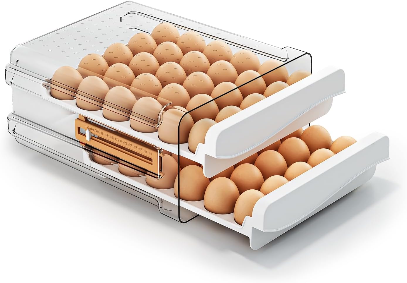 JOYZAN Egg Holder for Fridge 60 Count Large Capactity Egg Storage Container for Refrigerator, Clear Stackable Egg Organizer for Fridge, Coutertop Egg Trays Pull Out Drawer