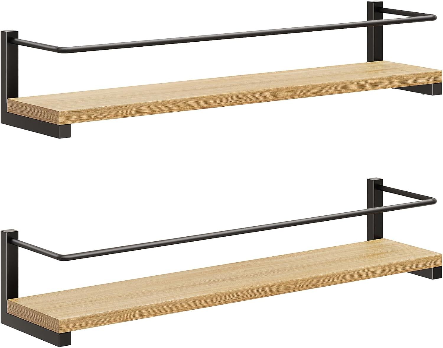 OROPY Wooden Spice Rack Wall Mounted, Over the Stove, Kitchen Wall, 2 Pack | Space-Saving Hanging Rack, Rustic Spice Rack Organizer for Cabinet, for Spice Jars & Seasonings