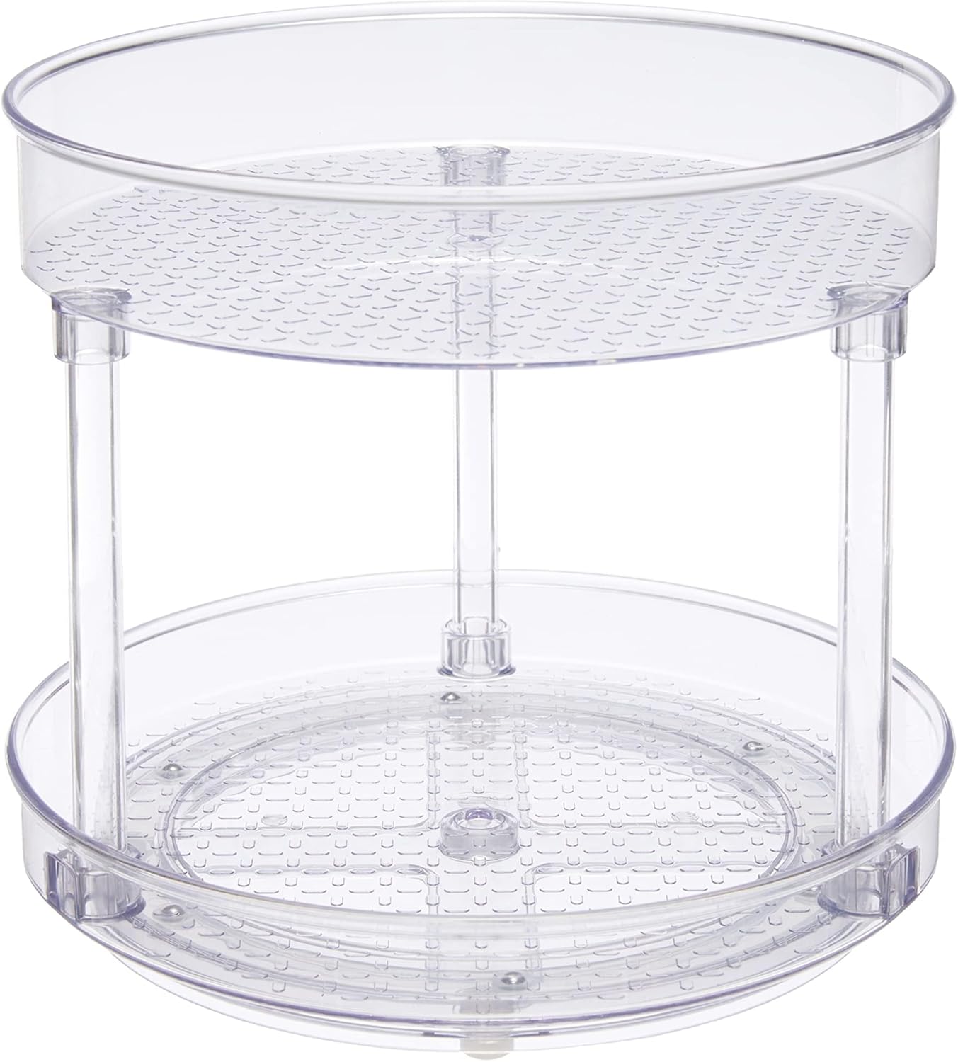 Amazon Basics Lazy Susan Turntable Organizer for Spices and Condiments, 9″ Diameter, 2 Tier, Clear