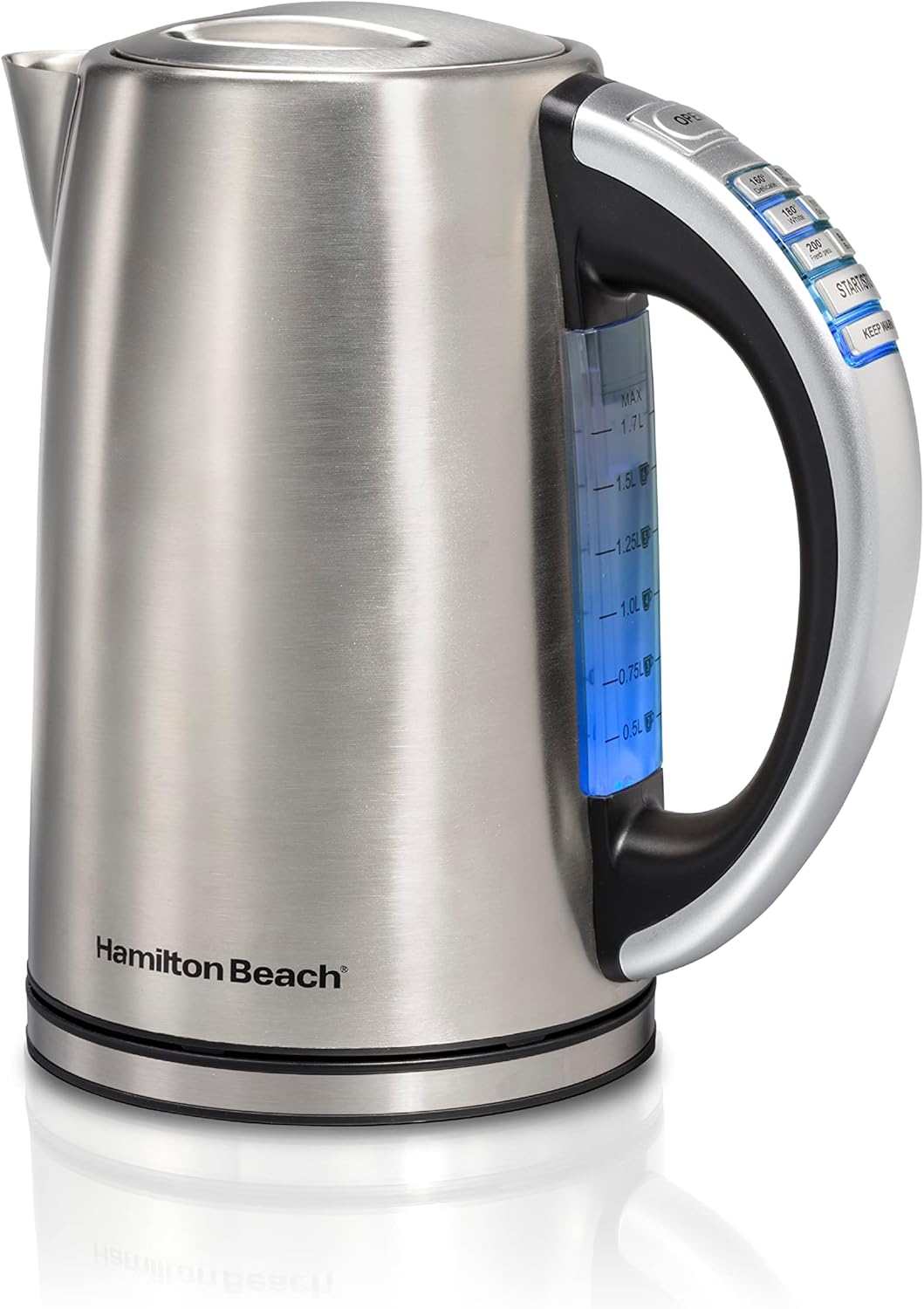 Hamilton Beach 1.7 Liter Electric Tea Kettle, Water Boiler & Heater | Fast Boiling 1500 Watts |Temp Control | Cordless Serving | Auto-Shutoff & Boil-Dry Protection | BPA Free | Stainless Steel