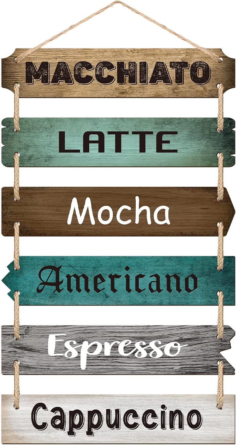 Chunful Coffee Bar Signs for Wall Decor Vintage Coffee Accessories Hanging Wall Art Farmhouse Rustic Wooden Plaque for Cafe Station Signs Decorations Kitchen Shop Home Restaurant