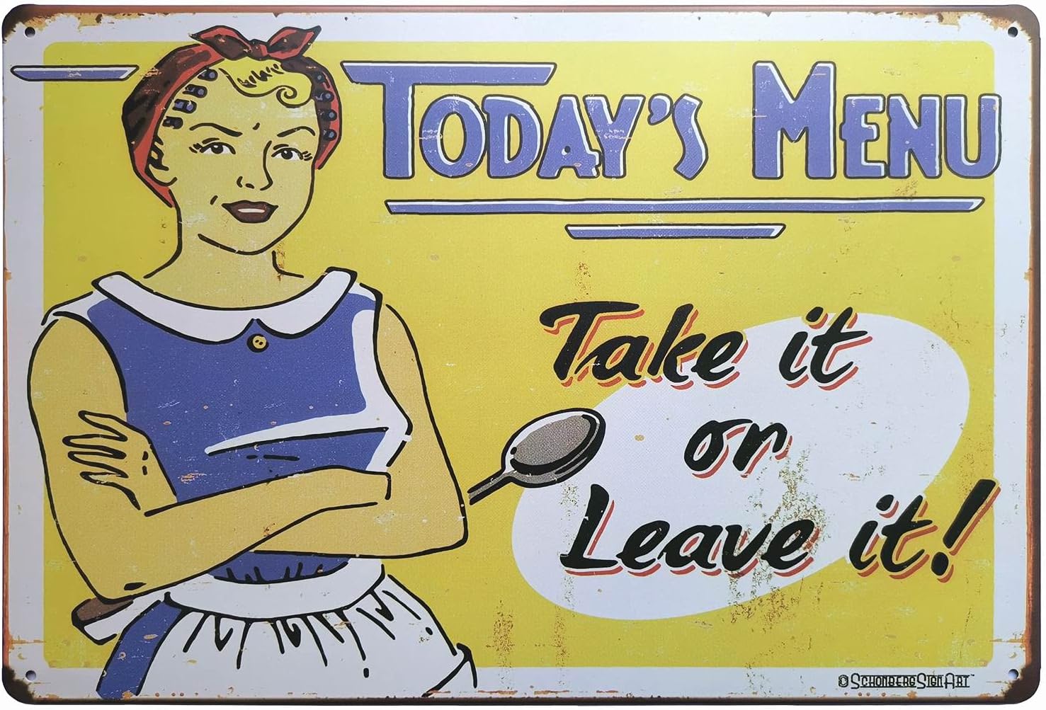Today’s Menu Retro Vintage kitchen Signs Wall Decor Metal Tin Sign 12X 8 | Take It or Leave It