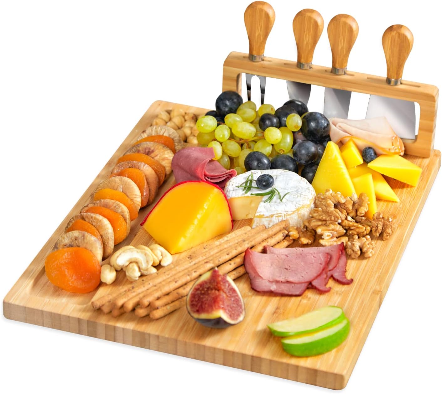 RoyalHouse Bamboo Cheese Board and Charcuterie Boards Set & Serving Tray for Meat, and Wine – Birthday Gifts for Women, Wedding Gift for Couples 2025, Bridal Shower, Housewarming Gift New Home