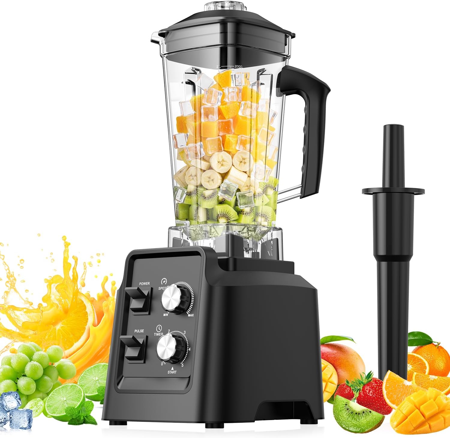 Blender, 1800W Blender for Smoothies – 6-Blade Professional Smoothie Blenders for Kitchen, Crushes Ice, Self-Cleaning, 68oz Jars Dishwasher Safe, for Baby Food, Nut Butter