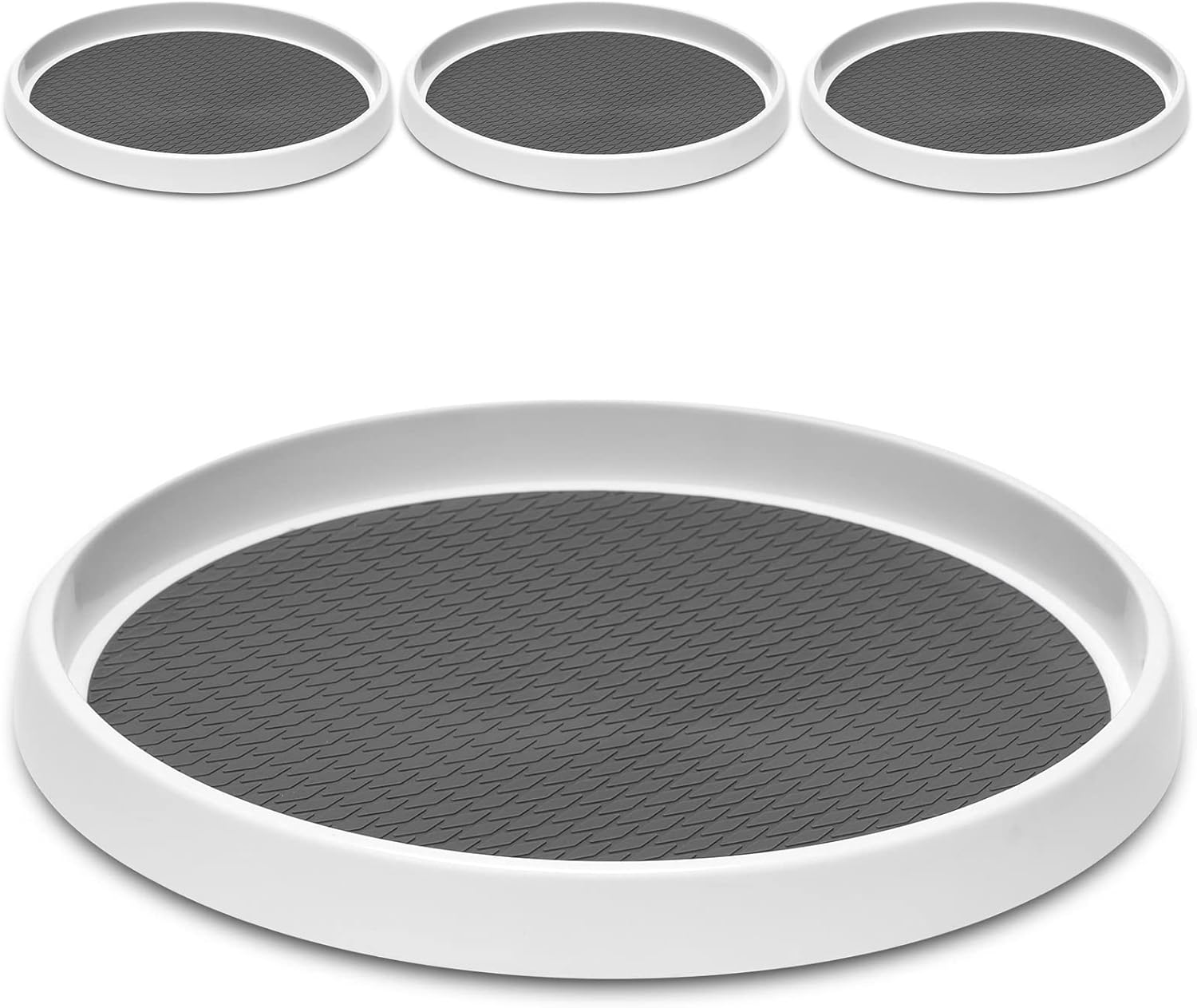 12-Inch Non-Skid Turntable Lazy Susan Organizer [4 Pack] – Spinning Rack for Cabinet Table Top, Pantry Organization Storage, Kitchen, Fridge, Vanity, Countertop, Under Sink Organizing, Spice Spinner