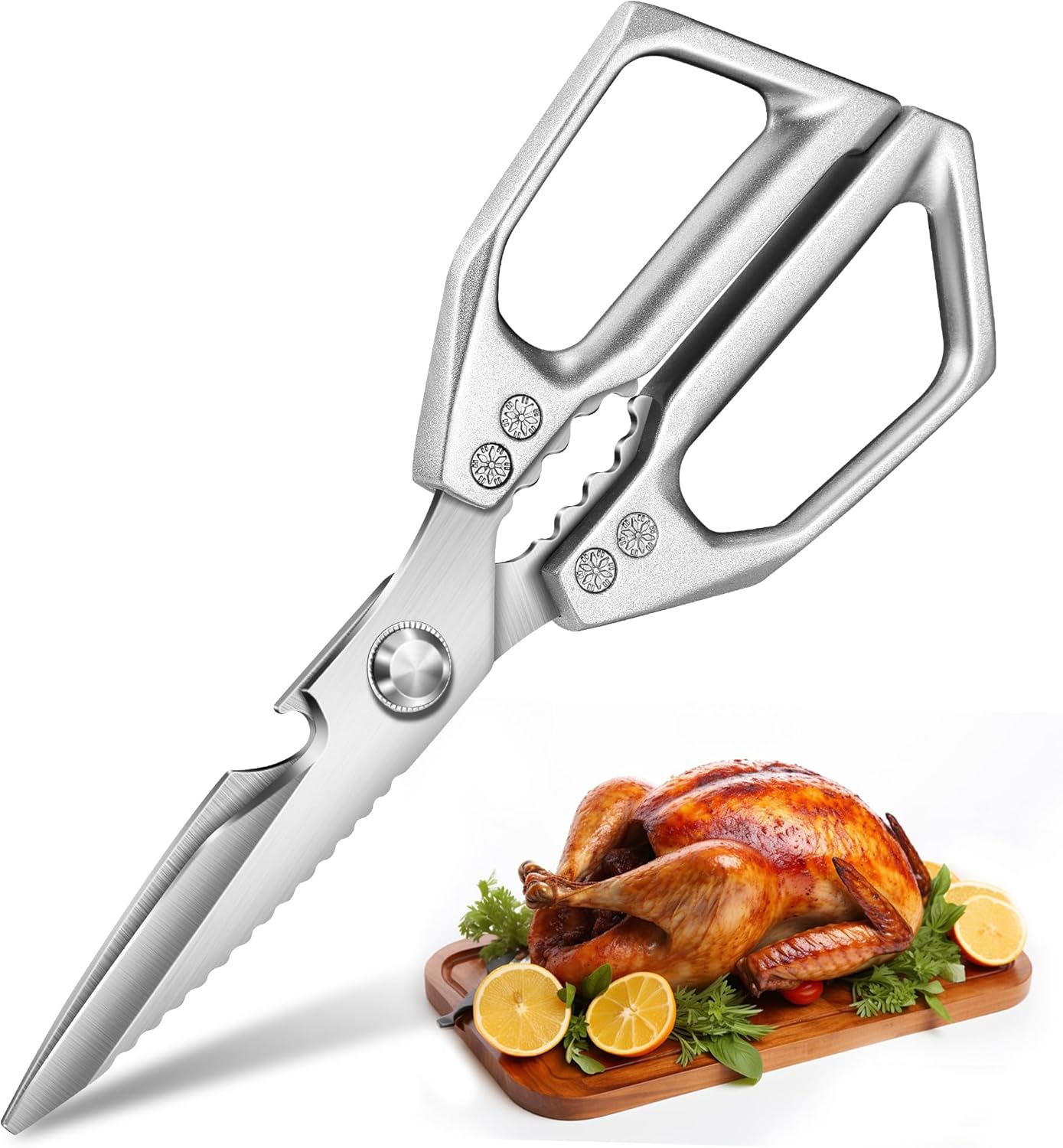 Kitchen Scissors for Food, Heavy Duty All Purpose Stainless Steel Shears | Effortlessly cut poultry, meat, seafood, vegetables and herbs with sharp Japanese steel blades built for heavy-duty prep.