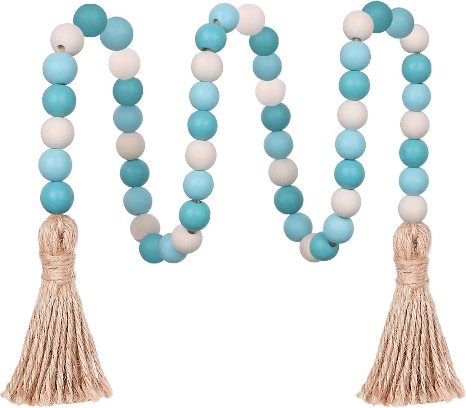 Meplait Wood Bead Garland,39in Farmhouse Beads with Tassels Boho Beads for Tiered Tray Decorative Beads Home Decor