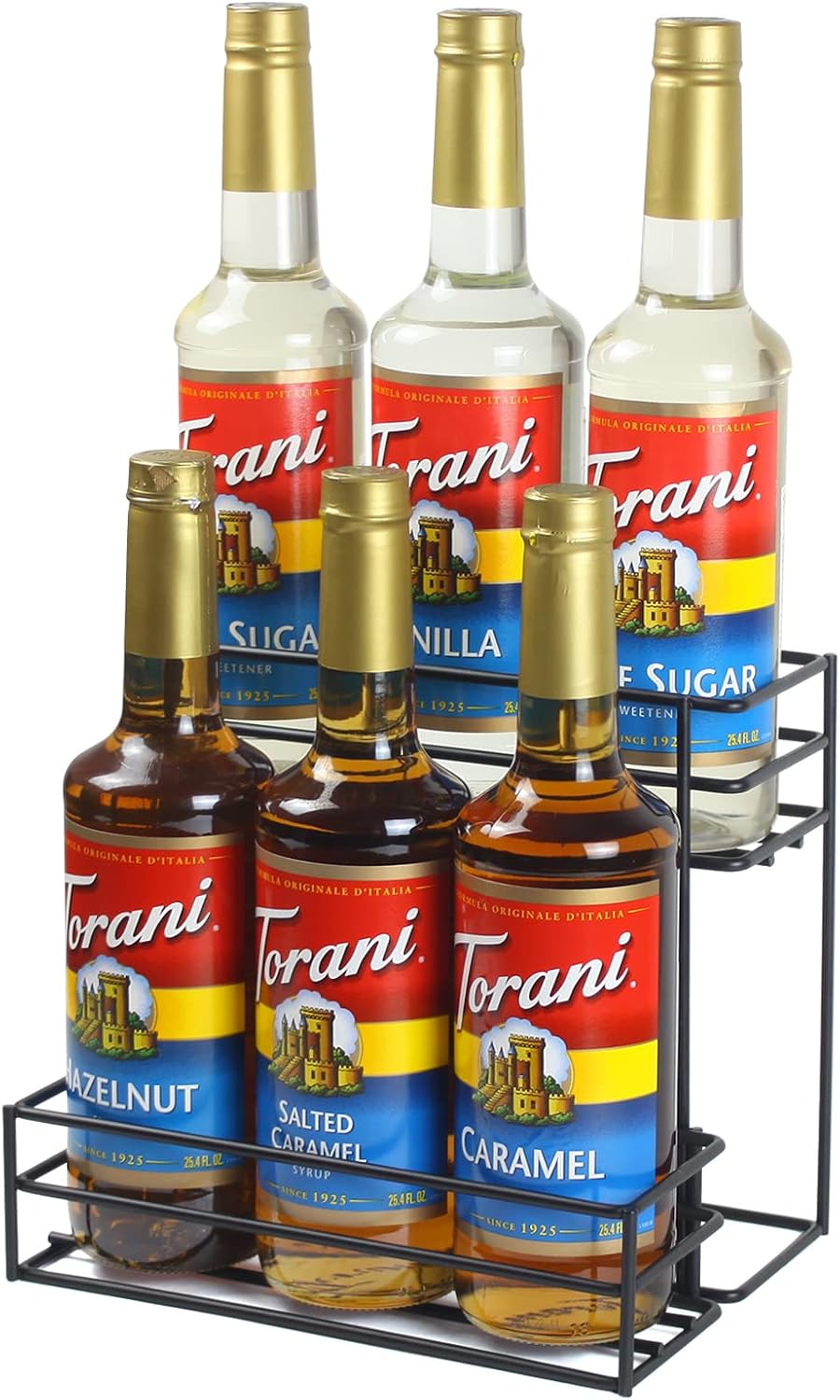 MCSAPIL Coffee Syrup Organizer(6 Bottle Capacity),Coffee Syrup Rack for Coffee Bar,Kitchen.Small Wine Rack for Bar,Family,Storage for Syrup, Wine, Dressing