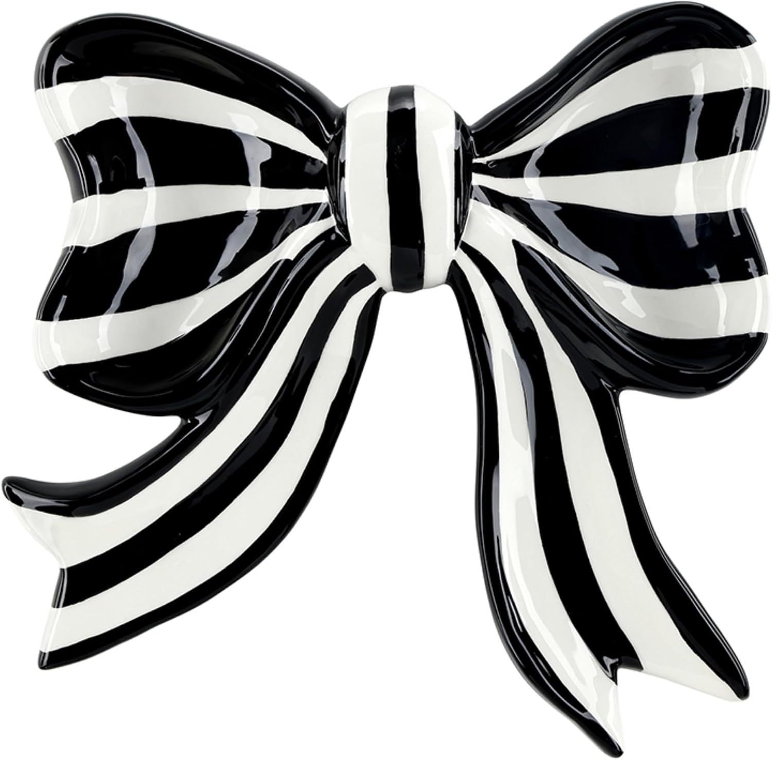 Santa Barbara Design Studio Serving Platter – Bow Shaped Ceramic Tray, 8″ x 8″, Black and White