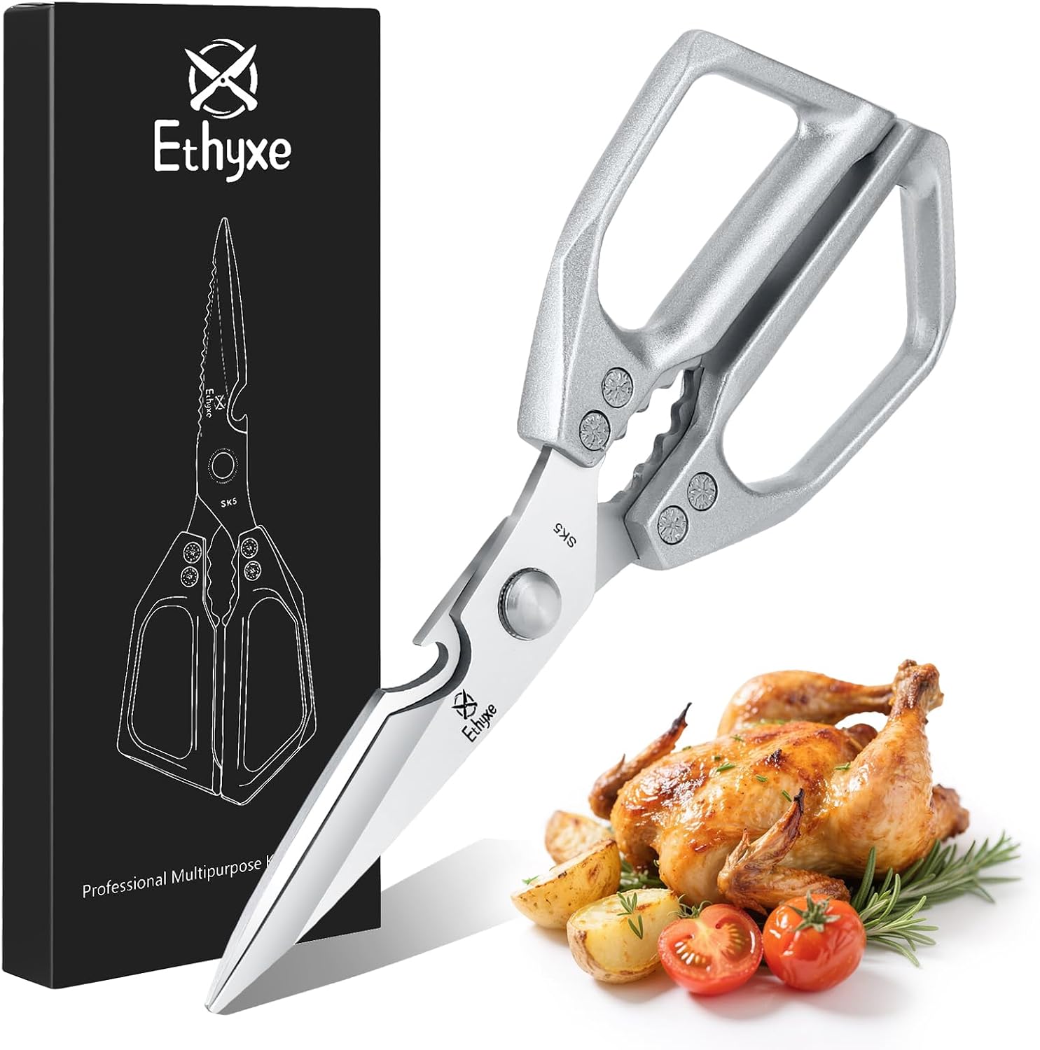 Kitchen Scissors All Purpose – Heavy Duty Poultry Shears, Ultra Sharp Japanese Steel Cooking Scissors for Food, Dishwasher Safe