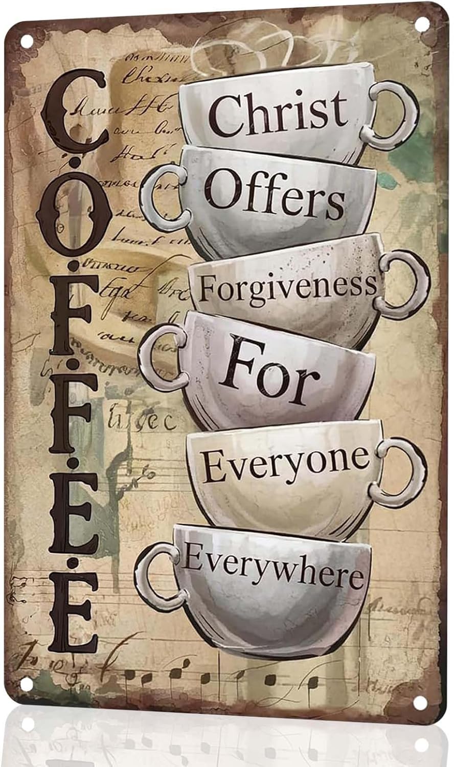Coffee Decorations Vintage Metal Wall Art Sign for Coffee Bar Kitchen Cafe Home Decor 8×12 Inch