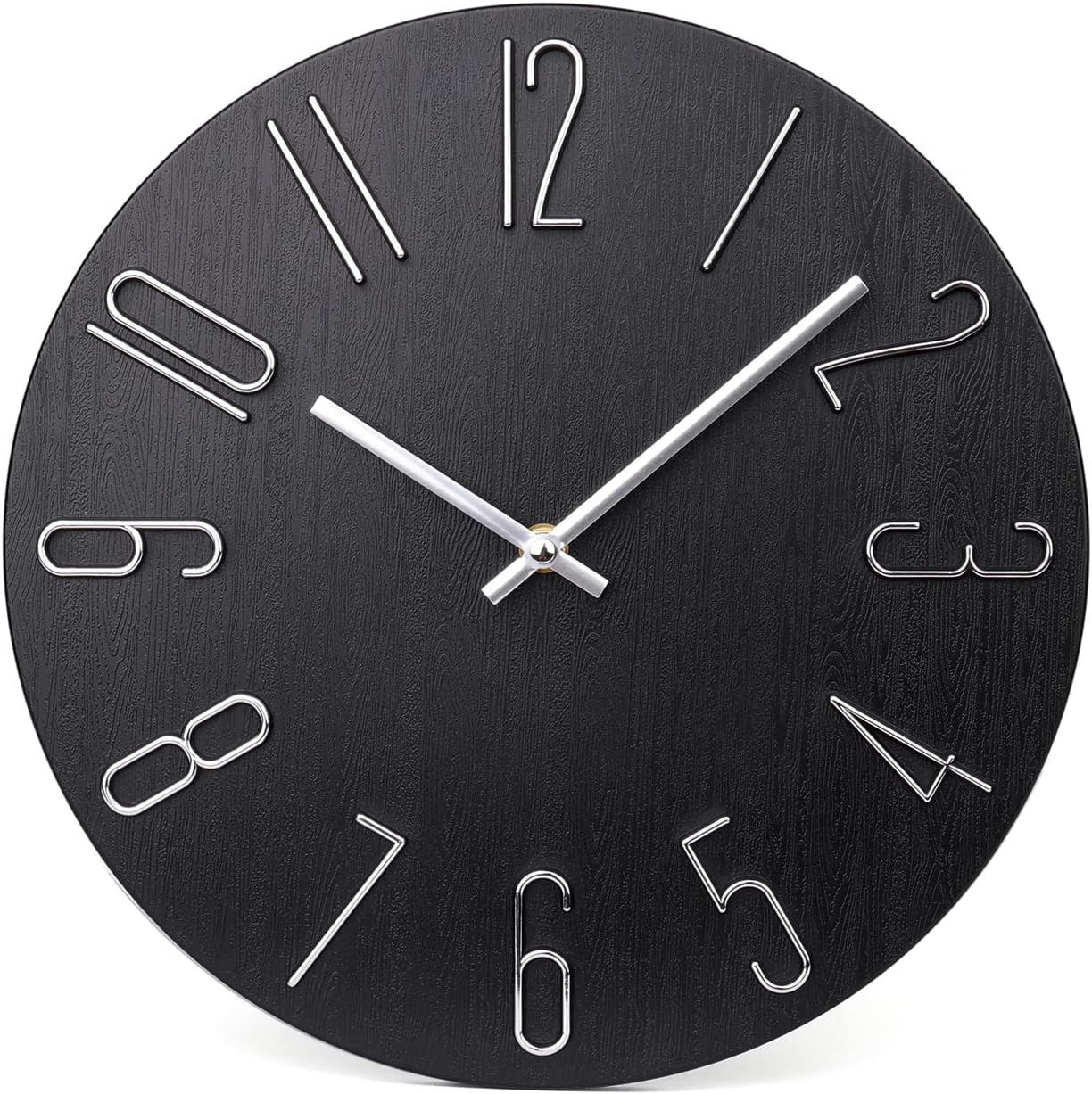 jomparis Black Wall Clock Modern Style Plastic Wooden Wall Clocks Decor 12 Inch Silent Non-Ticking for Office Home Bedroom