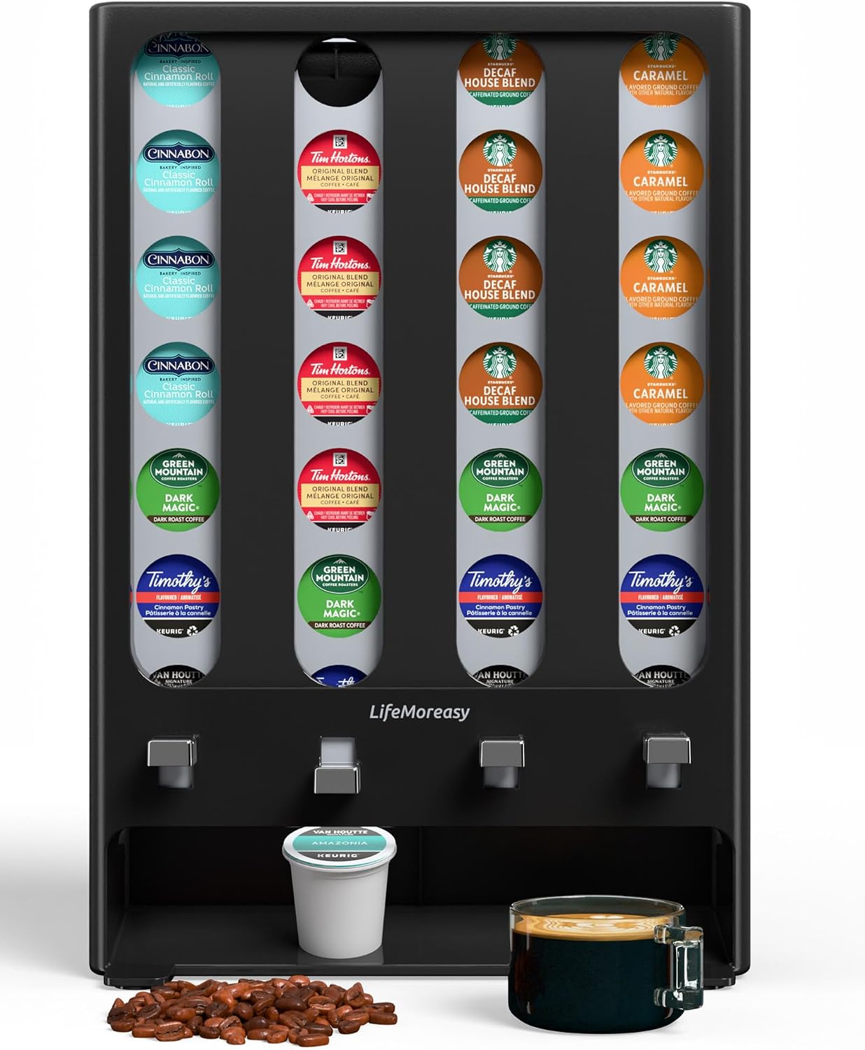 LifeMoreasy K Cup Holder Creative Coffee Pods Storage Stand Vending-Style K Pod Dispenser K Cup Organizer for 28 Pods