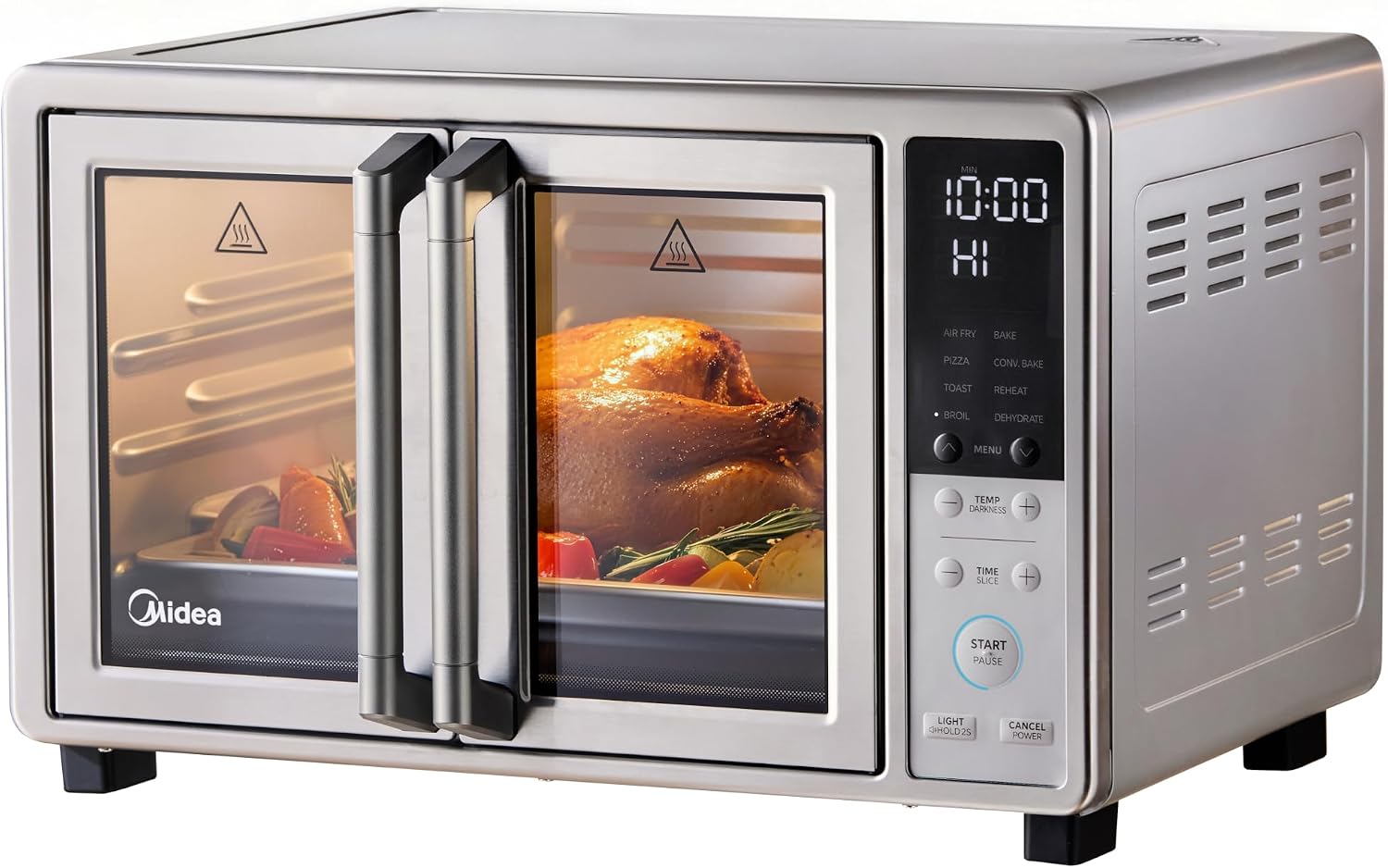 Midea Flexify Slim 8-in-1 French Door Toaster Oven Air Fryer Combo, Compact Countertop Oven with Infrared SpeedHeat, 25 Quart Capacity, Stainless Steel