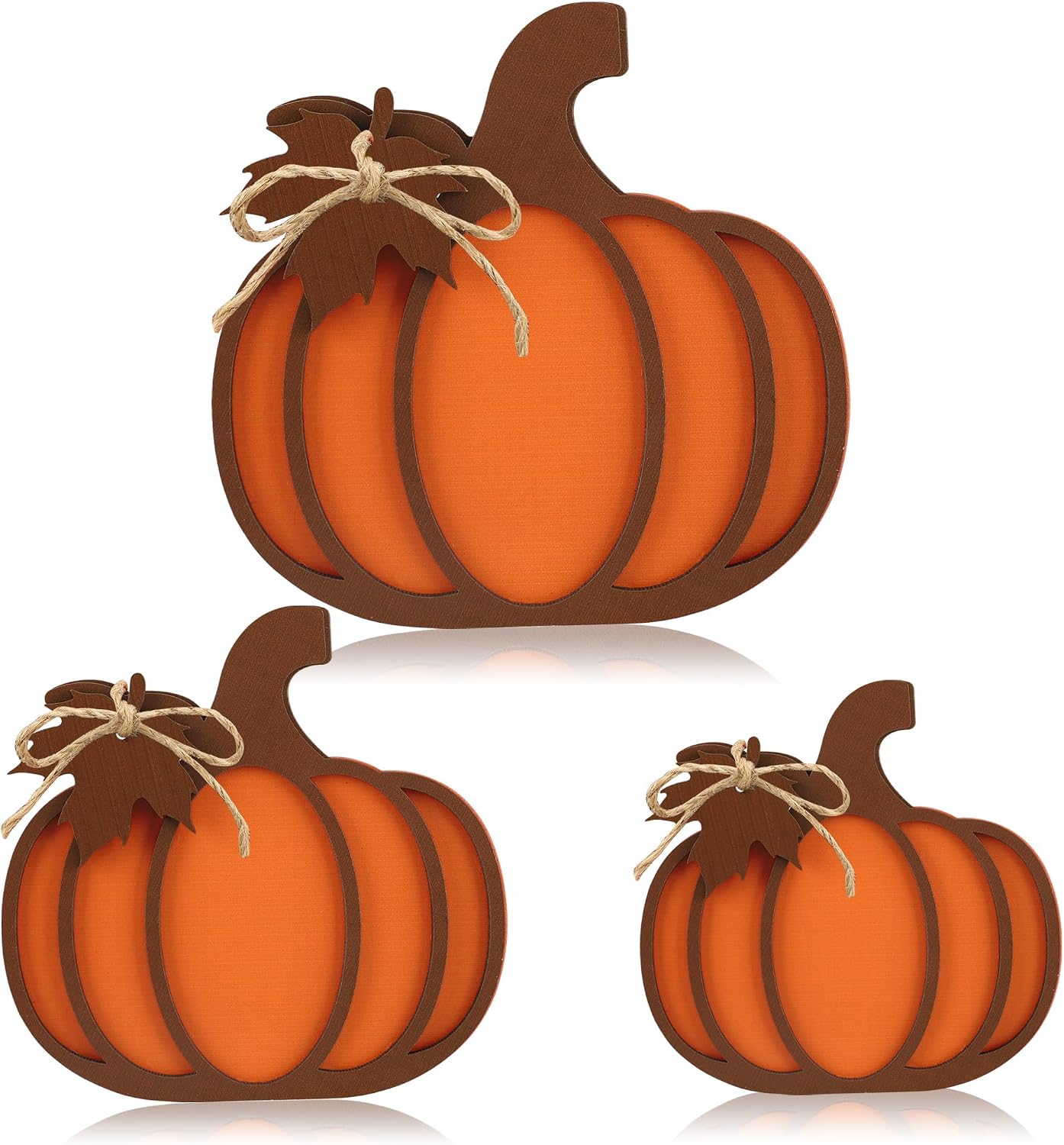 3 Pcs Fall Pumpkin Wooden Signs Decorations 3D Pumpkin Tabletop Sign Autumn Pumpkins Tiered Tray Decor Fall Pumpkins Wood Blocks for Autumn Harvest Thanksgiving Home Kitchen Farmhouse Table Decor