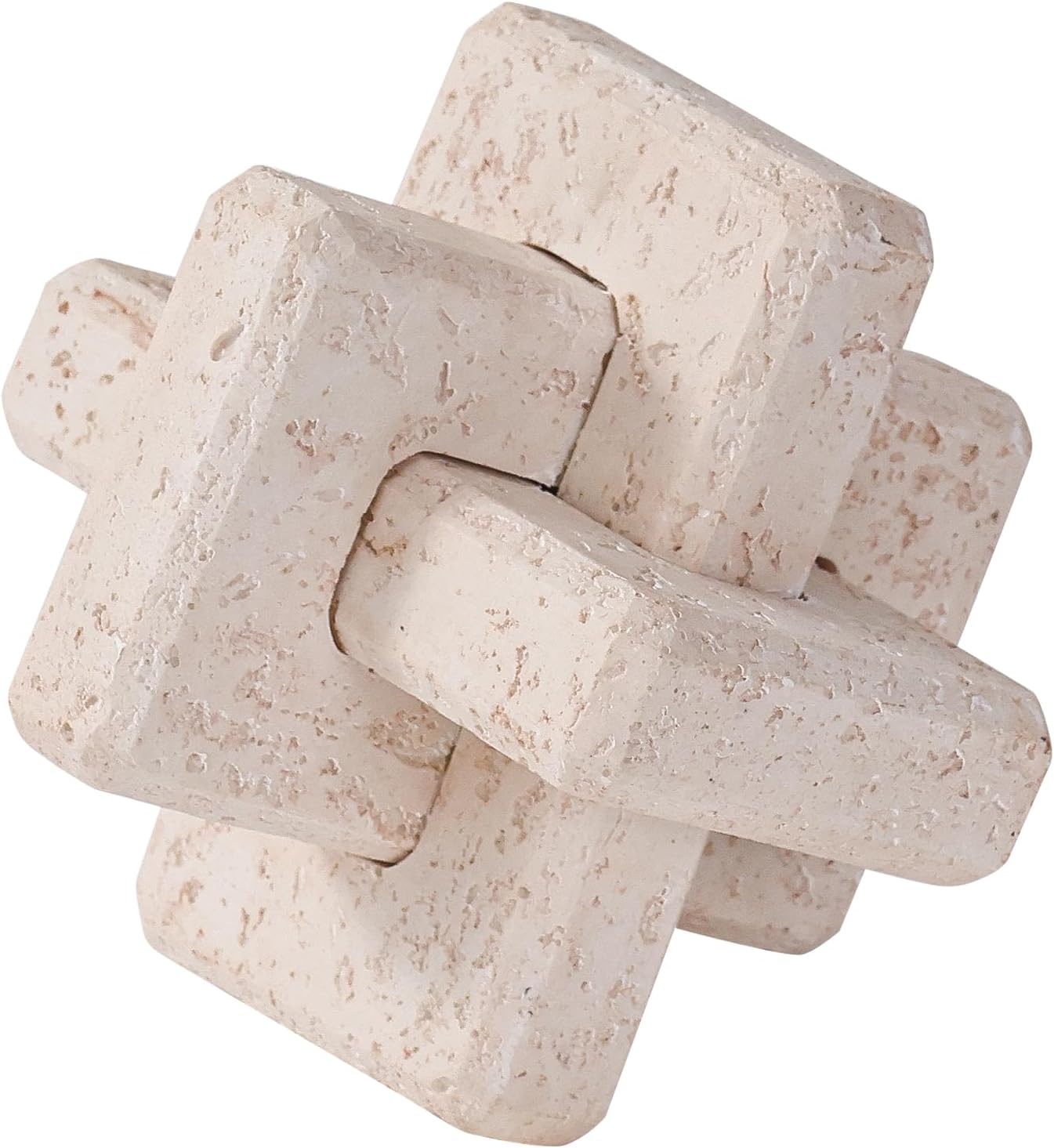 3-Link Knot Resin Travertine Decor, Coffee Table Decor, Book Shelf Entry Table Decoration, Boho Decorative Objects, Aesthetic Accents for Modern Rustic Office Living Room Home Décor