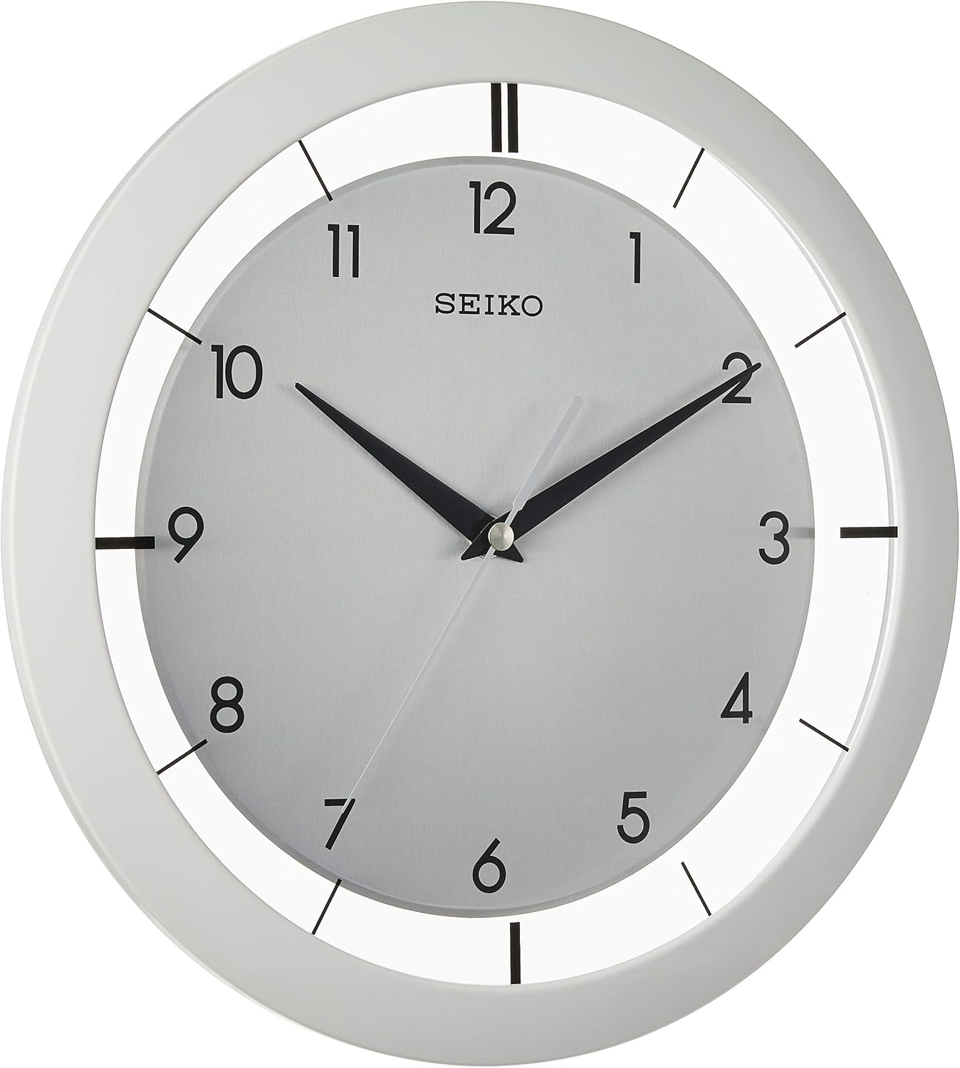 SEIKO QXA520WLH Metal Non Ticking Wall Clock, White, 11 Inch