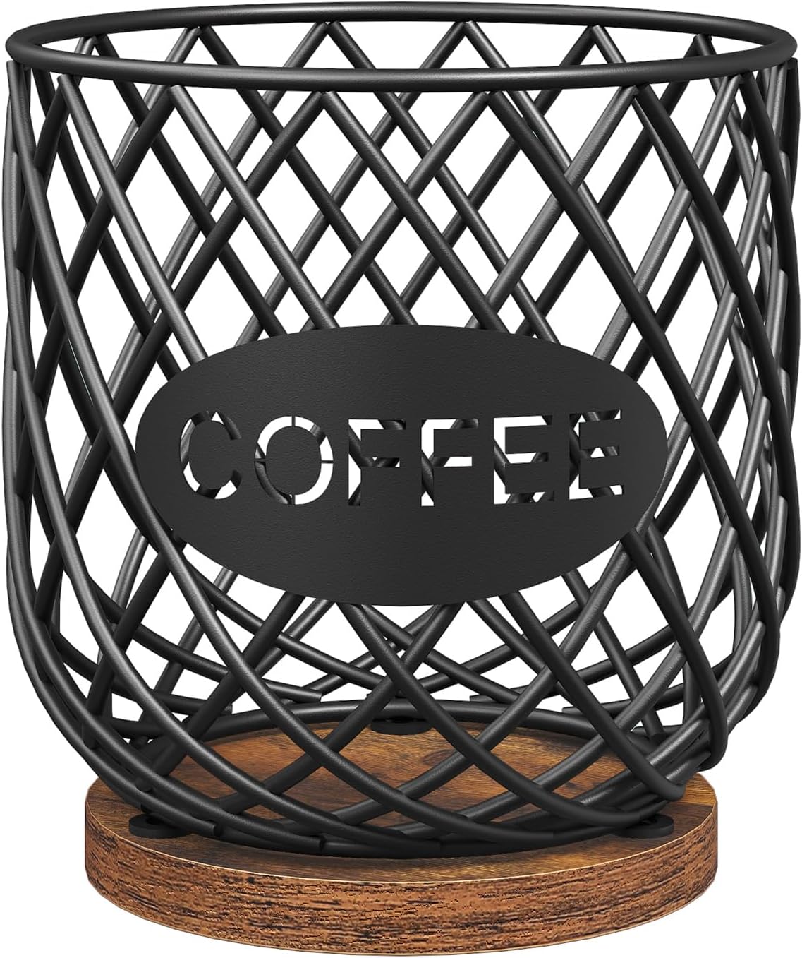 YATINEY Coffee Pod Holder Organizer, Holder for K Cup, Large Capacity Coffee Pod Basket, Versatile Coffee Capsule Storage Organizer, for Kitchen Countertop, Rustic Brown KH09BR