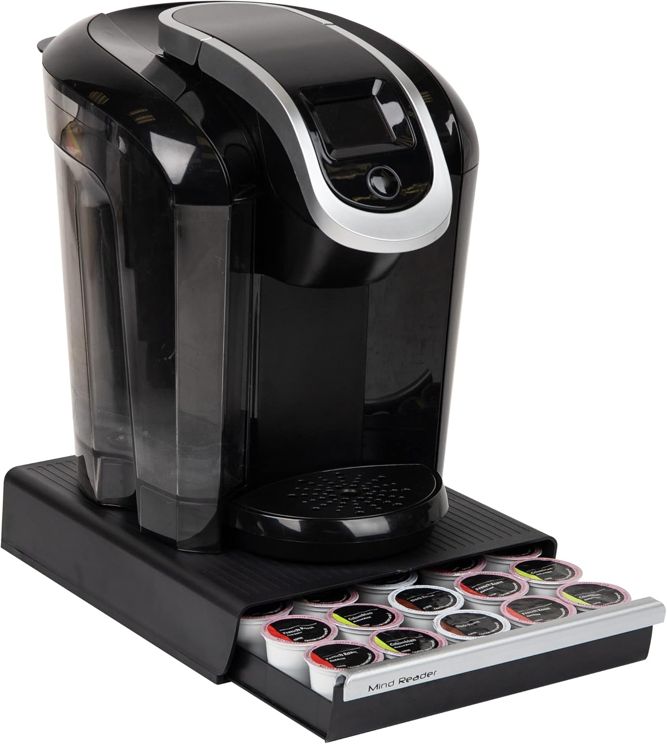 Mind Reader Single Serve Coffee Pod Drawer, 30 Pod Capacity, Countertop Organizer, 10.5″L x 12.75″W x 2.5″H, Black