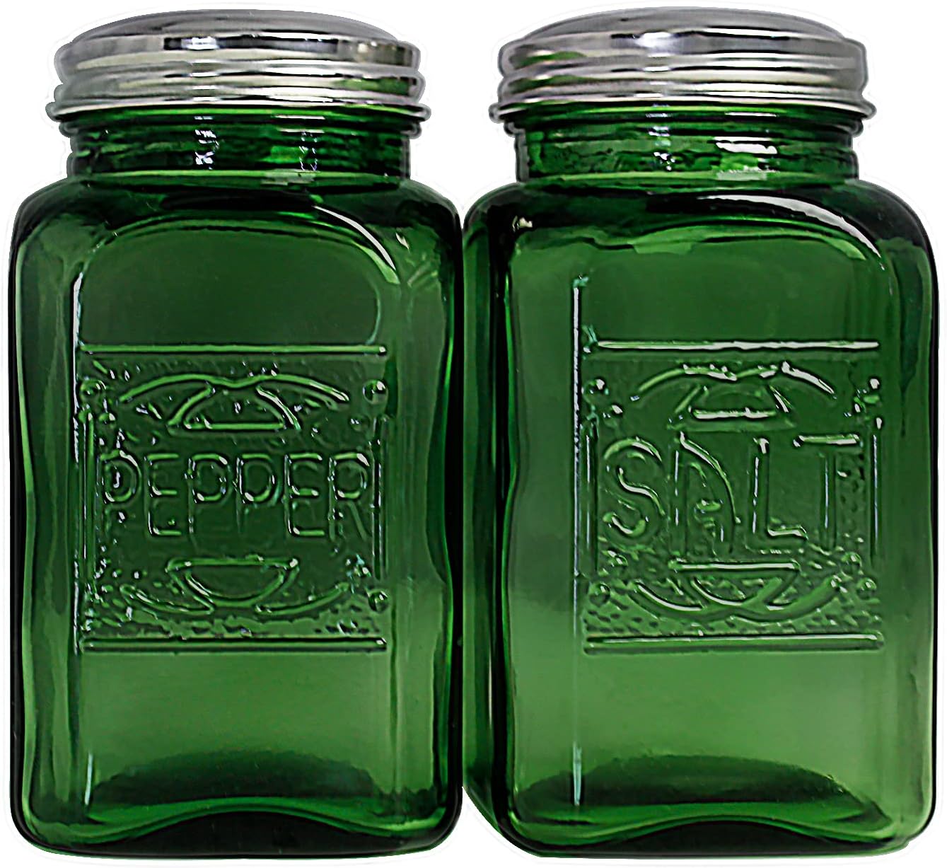 Ritadeshop Depression Style Glass Salt and Pepper Shakers (Green)