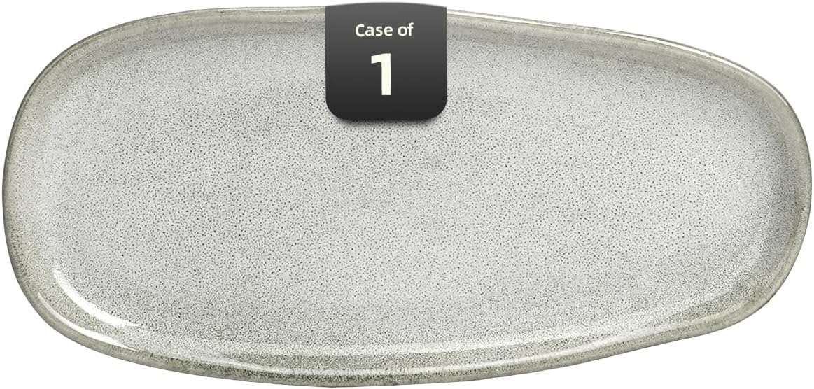 Organic Shape Highland Ceramic Serving Tray, 1pcs 11.625 * 5.125inch Handmade Reactive Glaze ceramic Tray with Wavy Edge, for Kitchen, Microwave & Dishwasher Safe, Scratch Resistant-grey