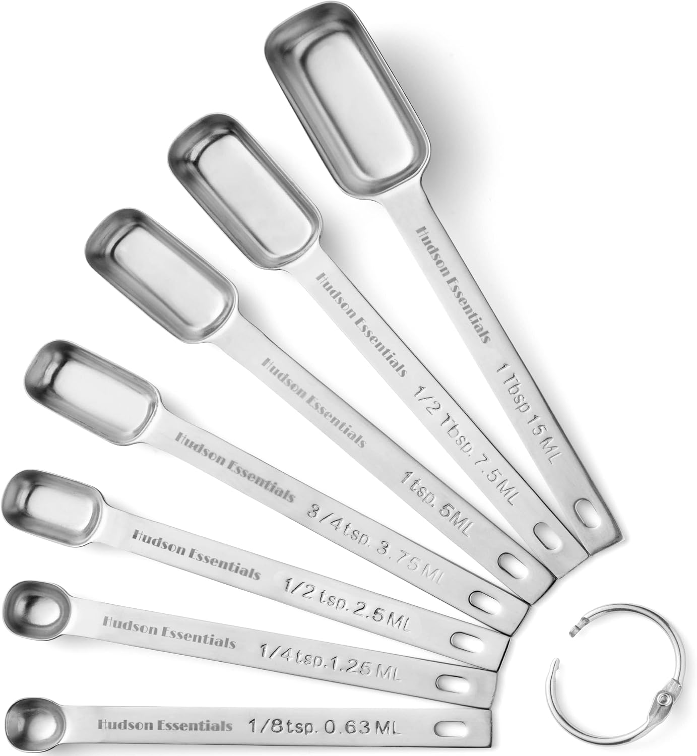 Hudson Essentials Stainless Steel Measuring Spoons Set for Dry or Liquid – Fits in Spice Jars – Set of 7